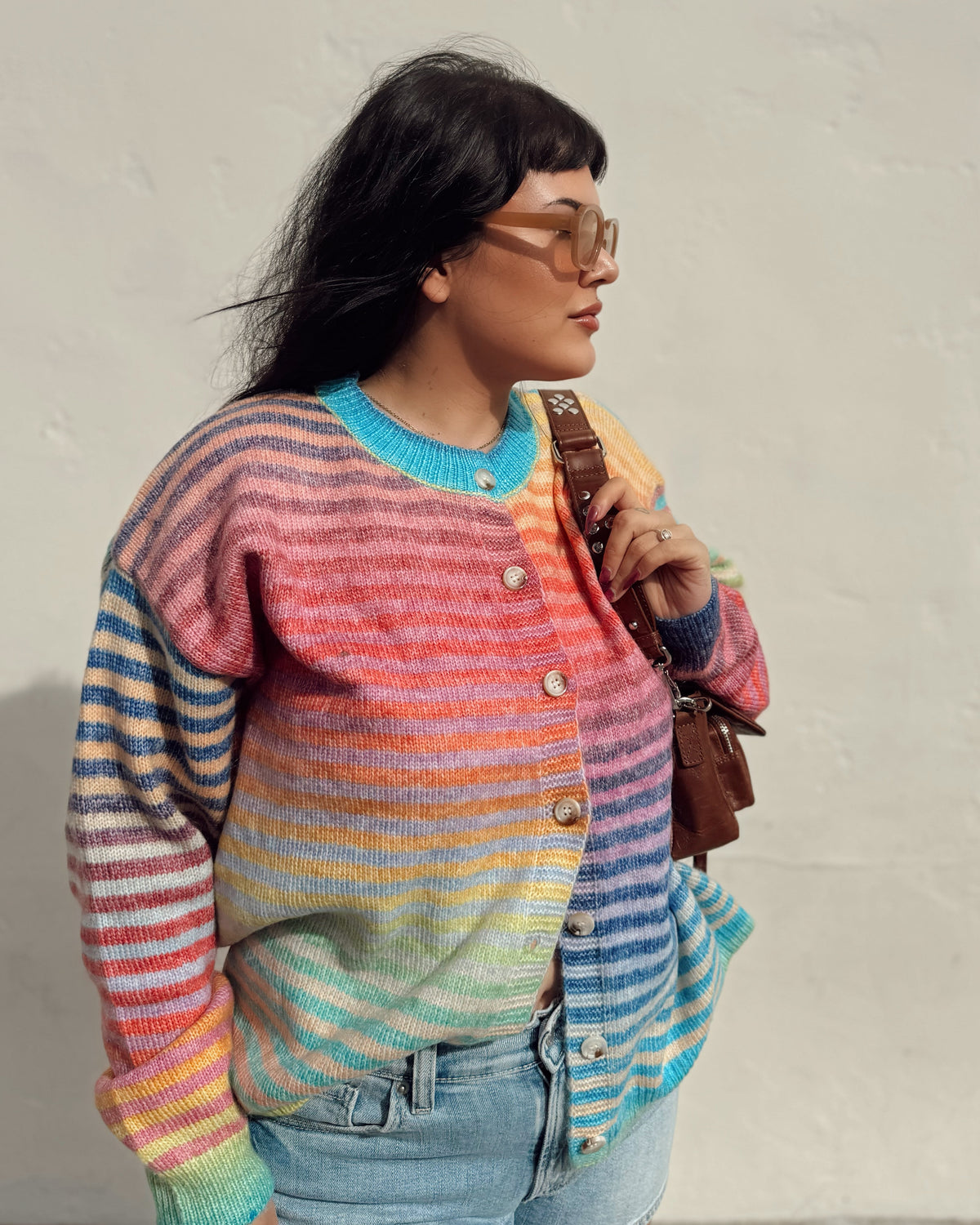 Rainbow Cardigan Sweater - Burnout