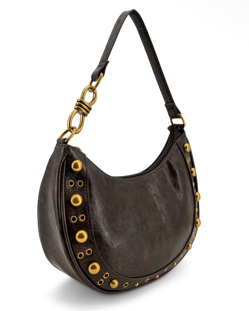Dune Studded Crescent Bag - Burnout