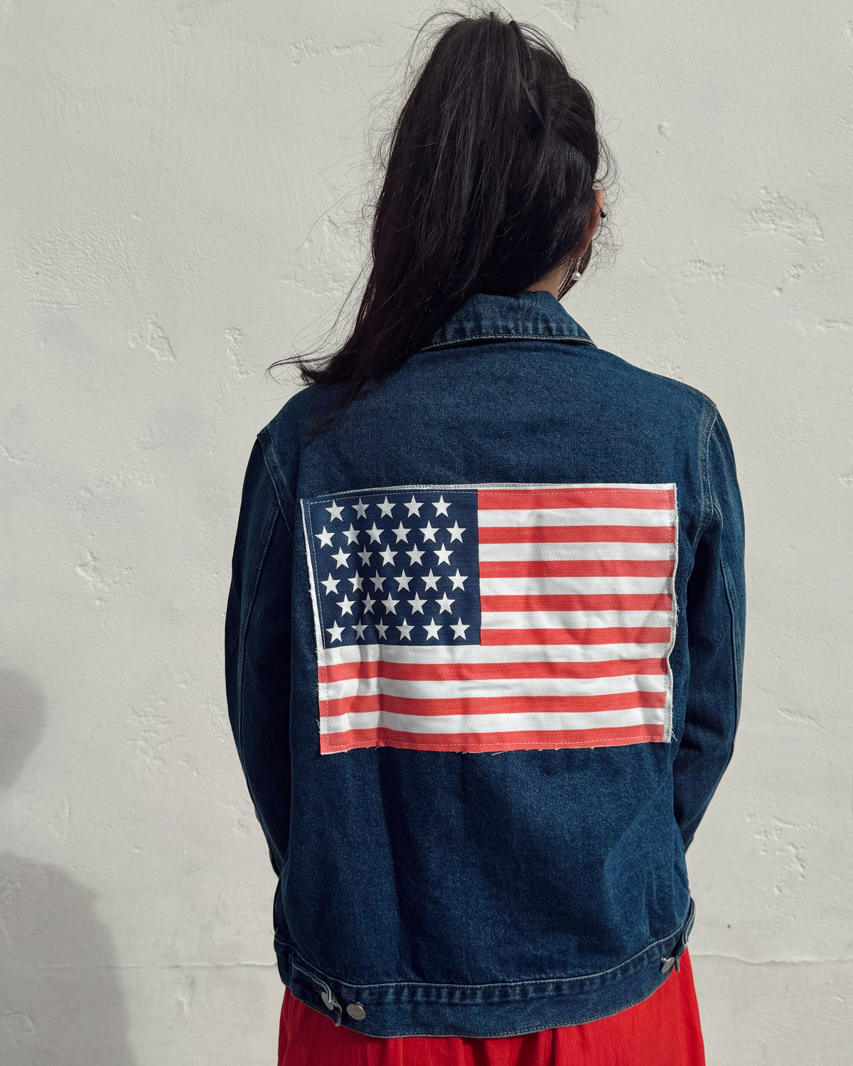 Miss America Patched Denim Jacket - Burnout