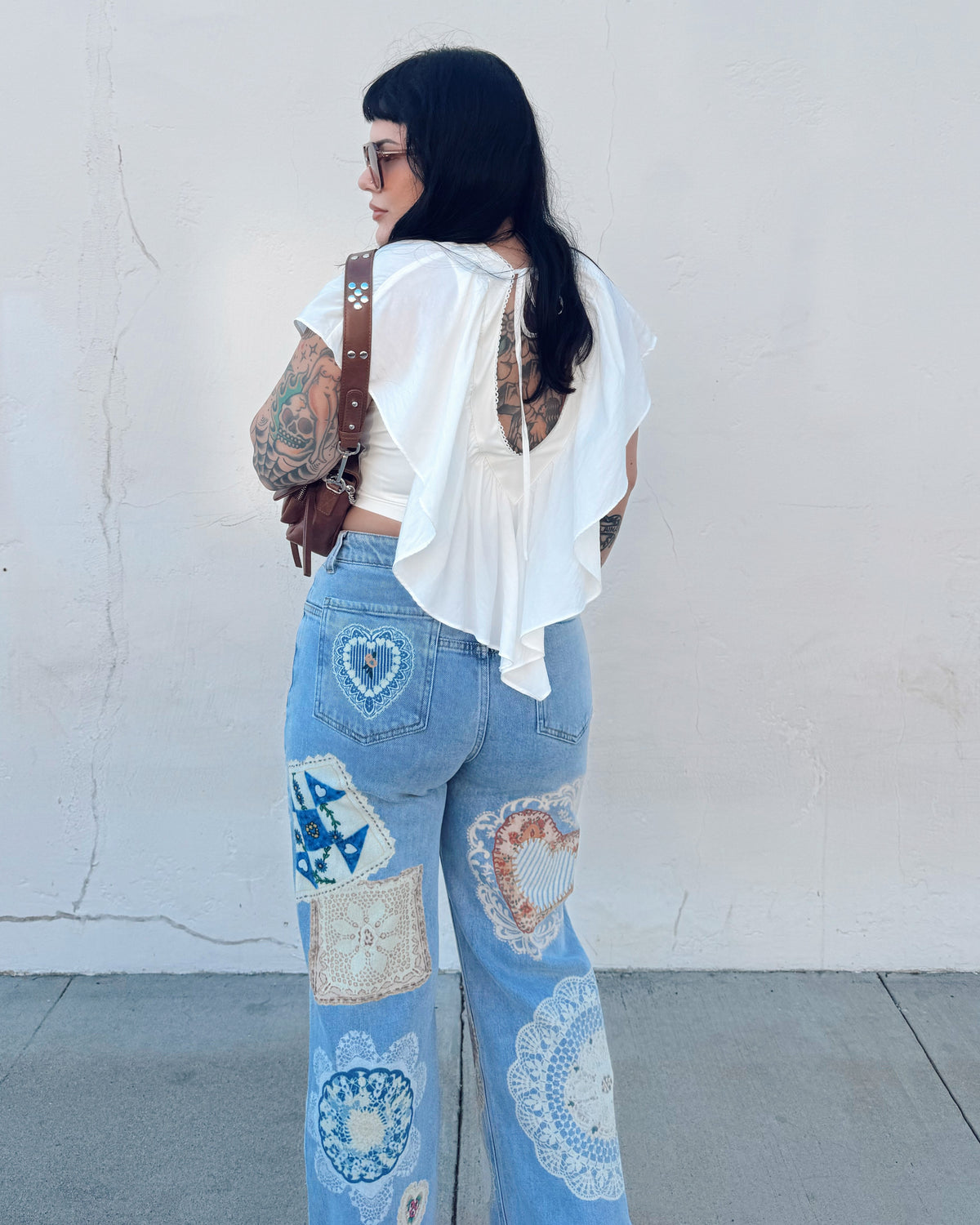 Patchwork Straight Leg Jeans - Burnout