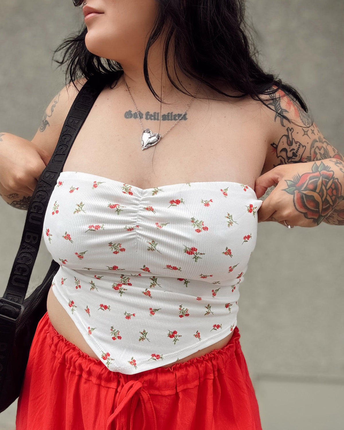 Wildflower Bandeau Top - White - Burnout