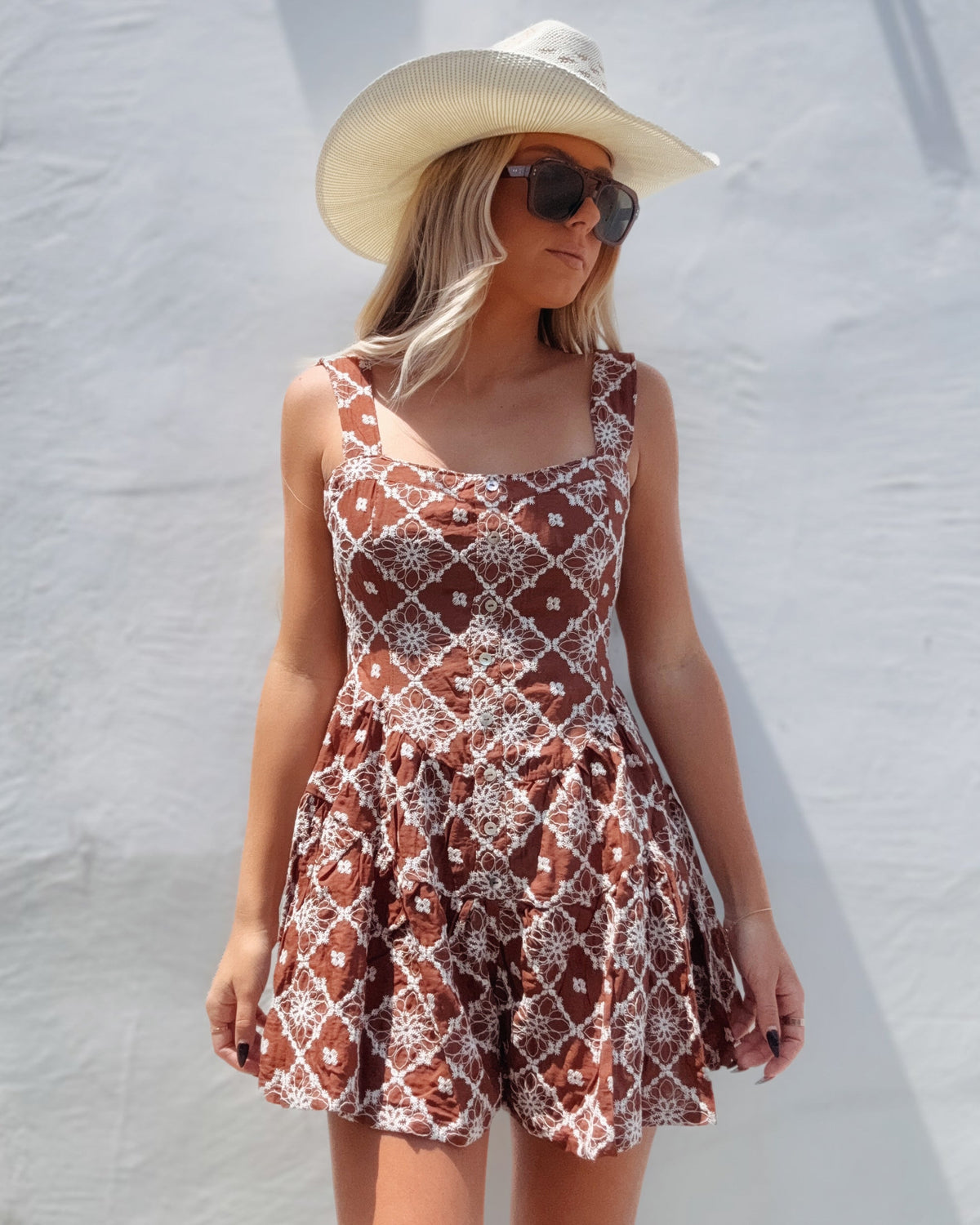 Embroidered Tiered Corset Romper - Burnout