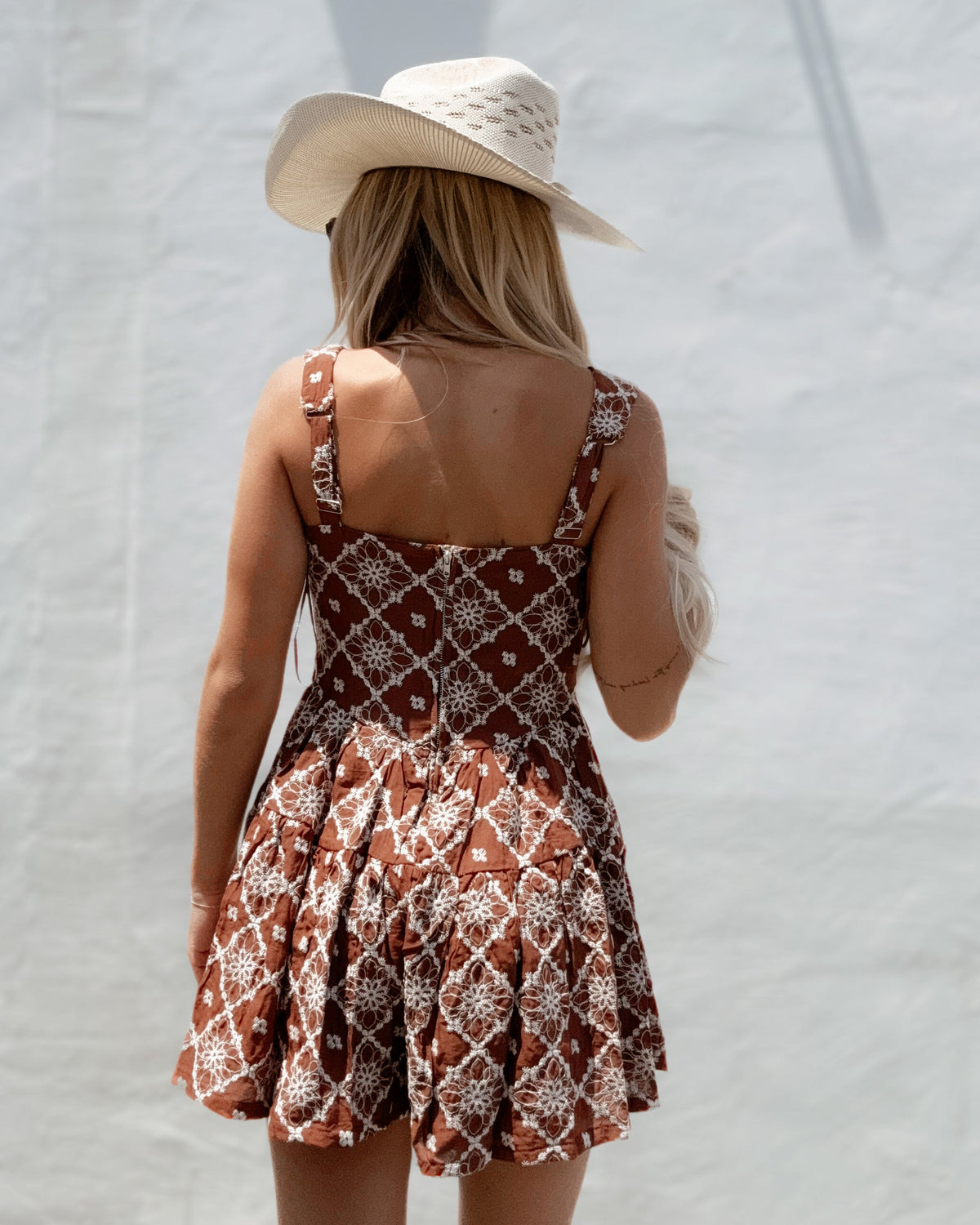 Embroidered Tiered Corset Romper - Burnout