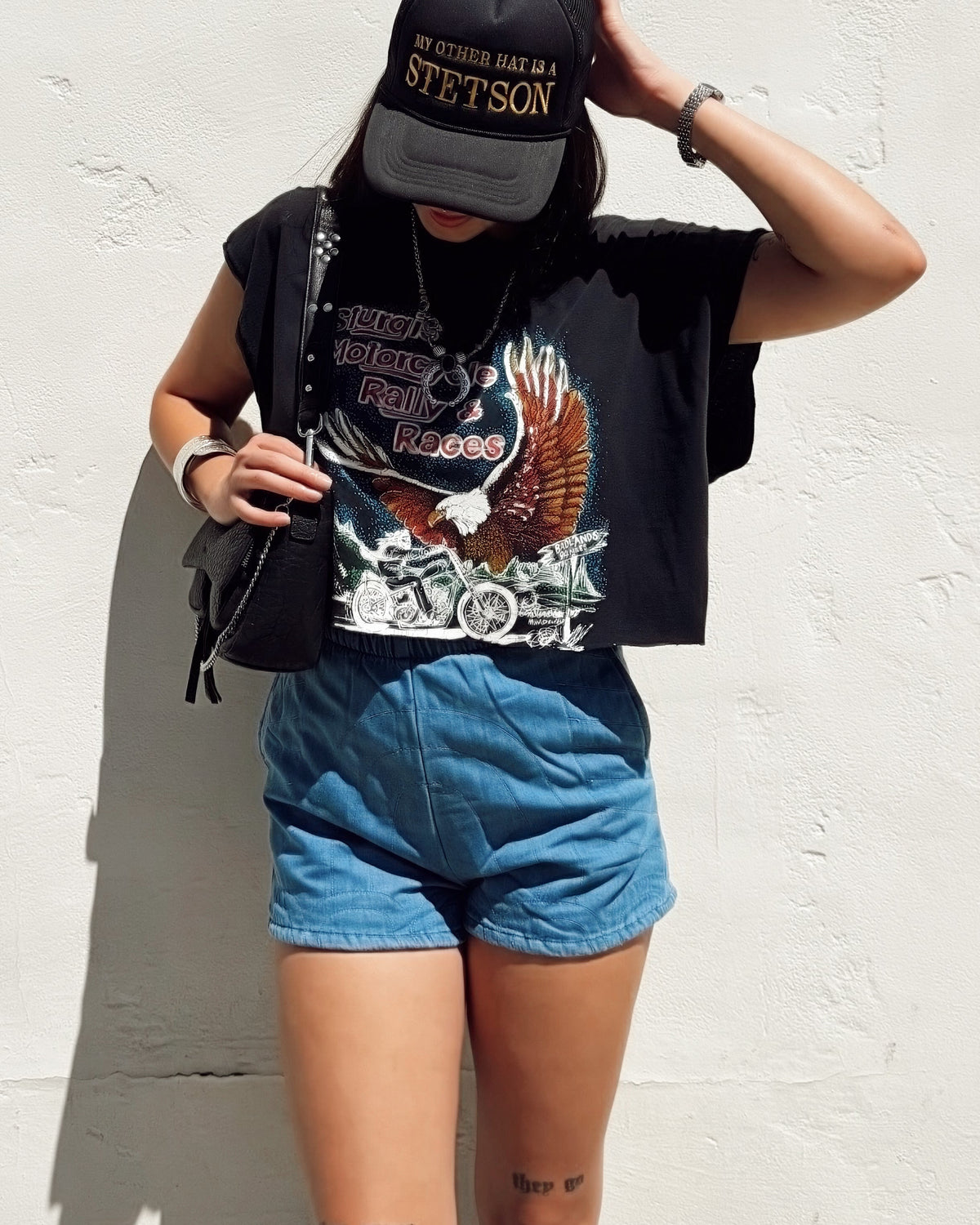 Quilted Denim Shorts - Burnout
