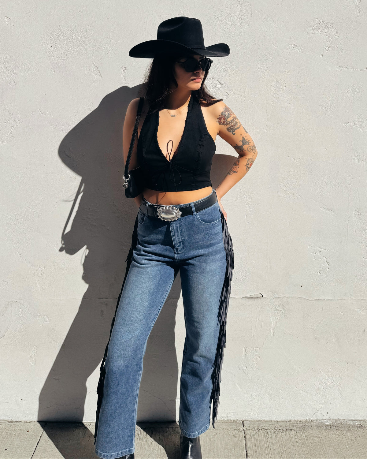 Fringe Straight Leg Jeans - Burnout