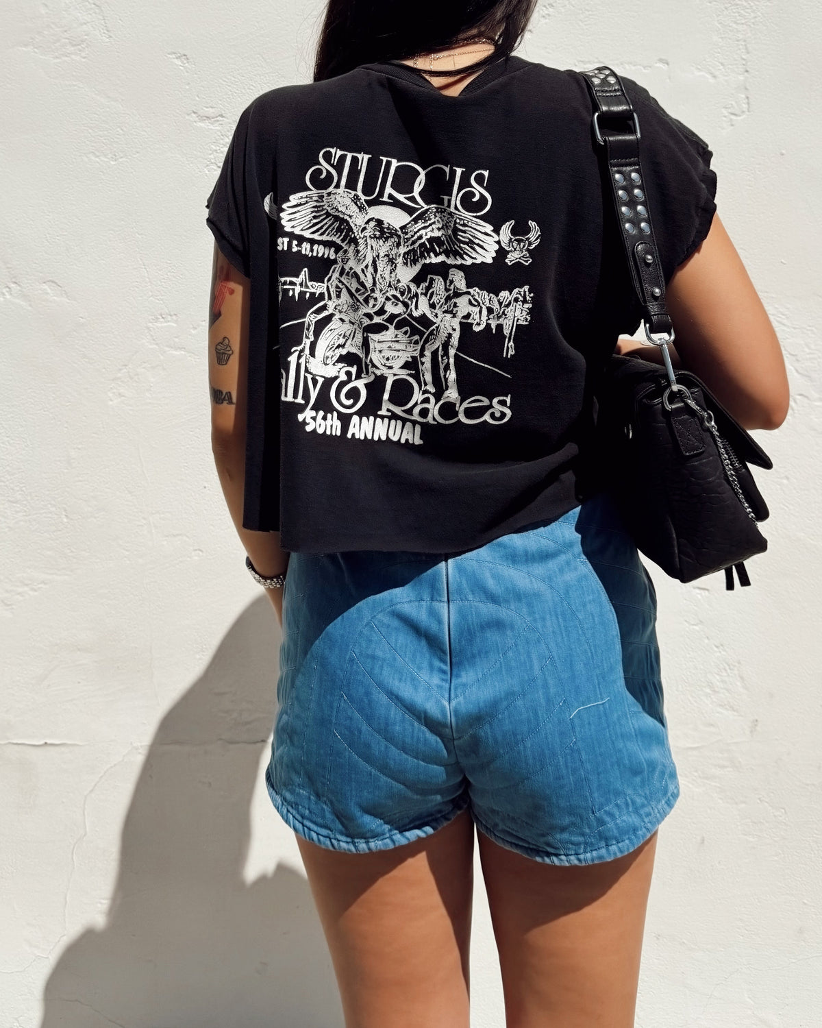 Quilted Denim Shorts - Burnout
