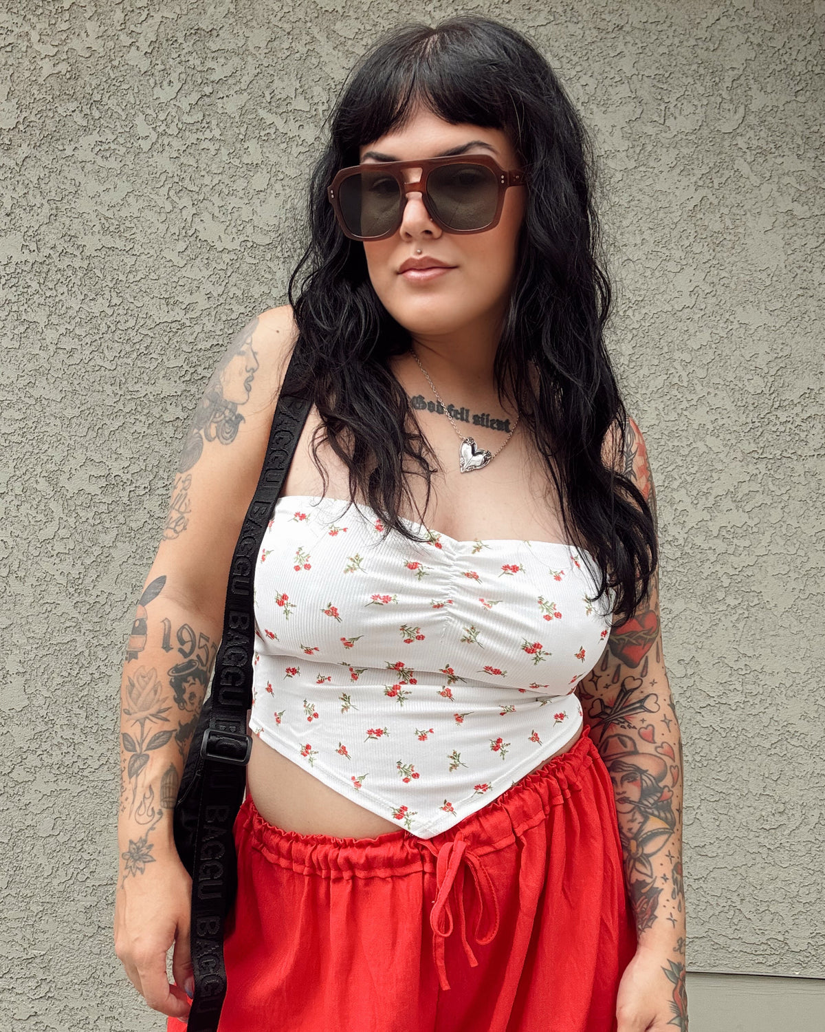 Wildflower Bandeau Top - White - Burnout