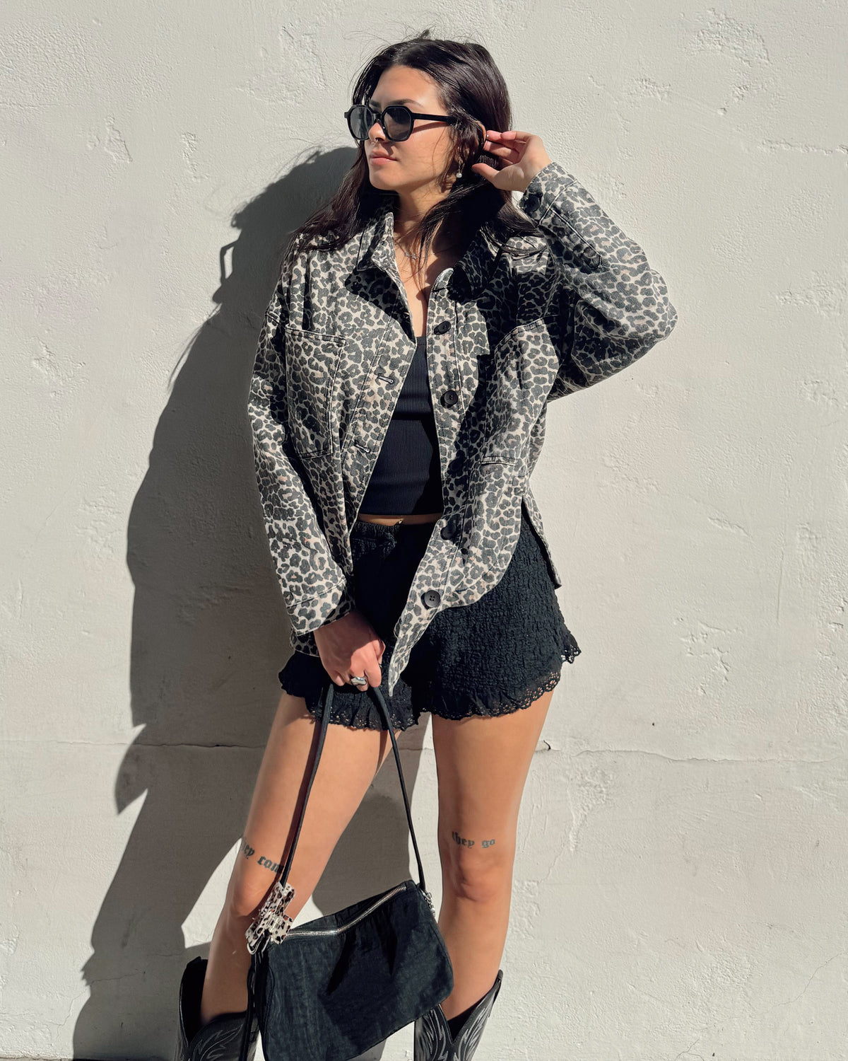 Leopard Denim Shacket - Burnout