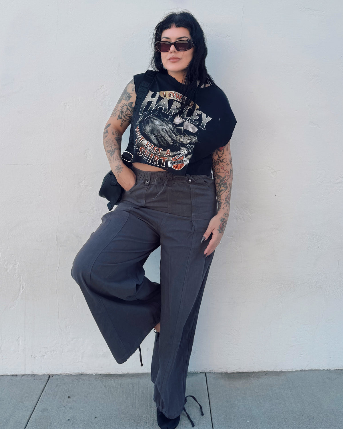 Wide Leg Barrel Pants - Burnout