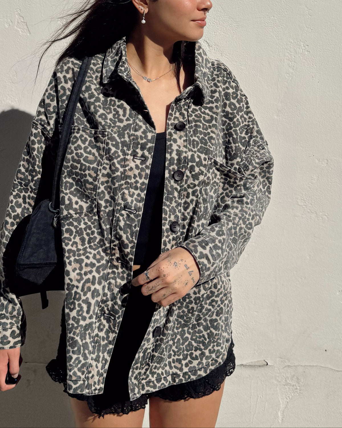 Leopard Denim Shacket - Burnout