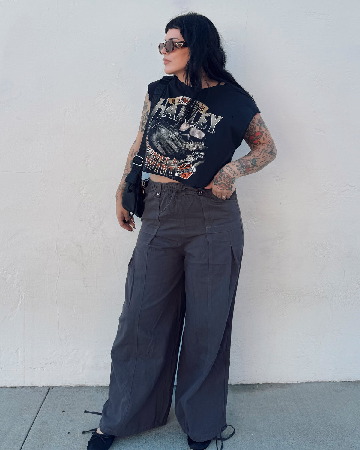 Wide Leg Barrel Pants - Burnout