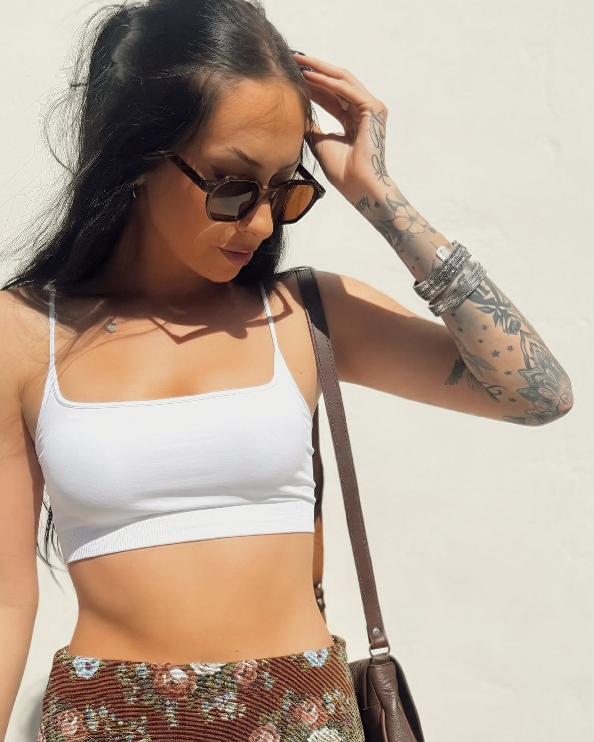 Crop Square Neck Tank - Burnout