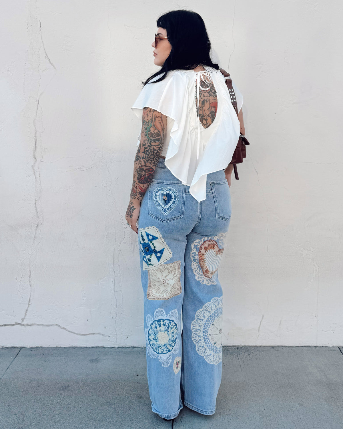Patchwork Straight Leg Jeans - Burnout