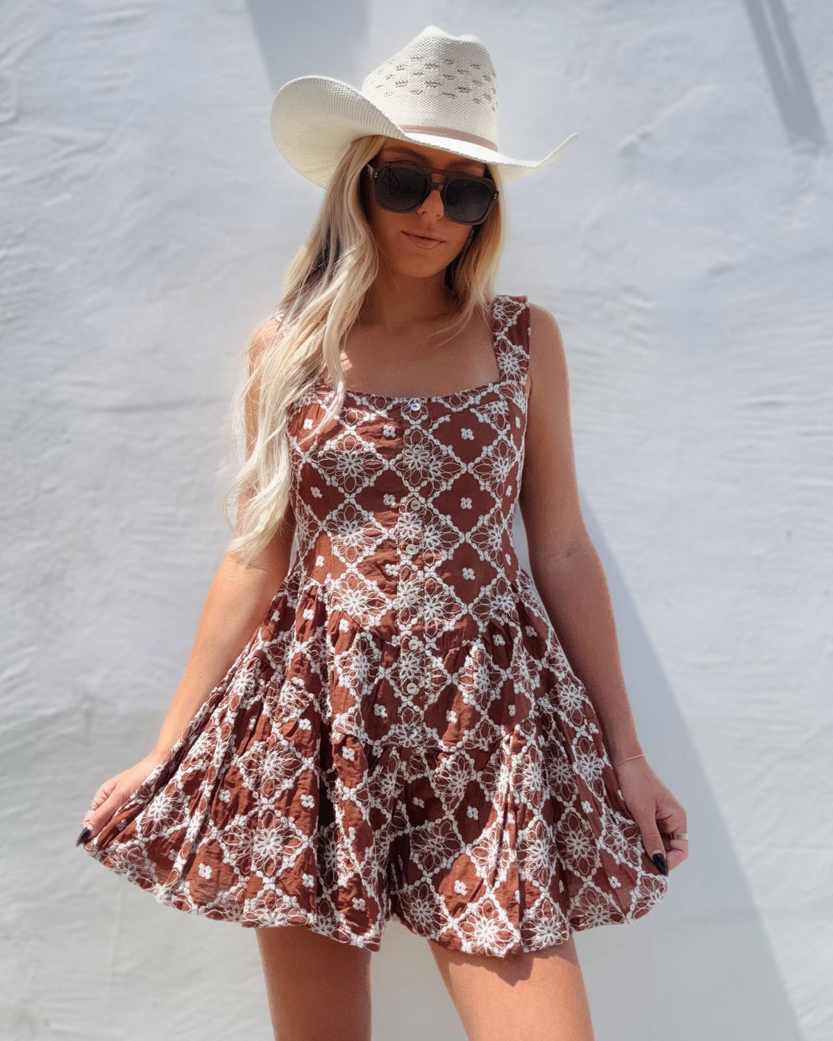 Embroidered Tiered Corset Romper - Burnout