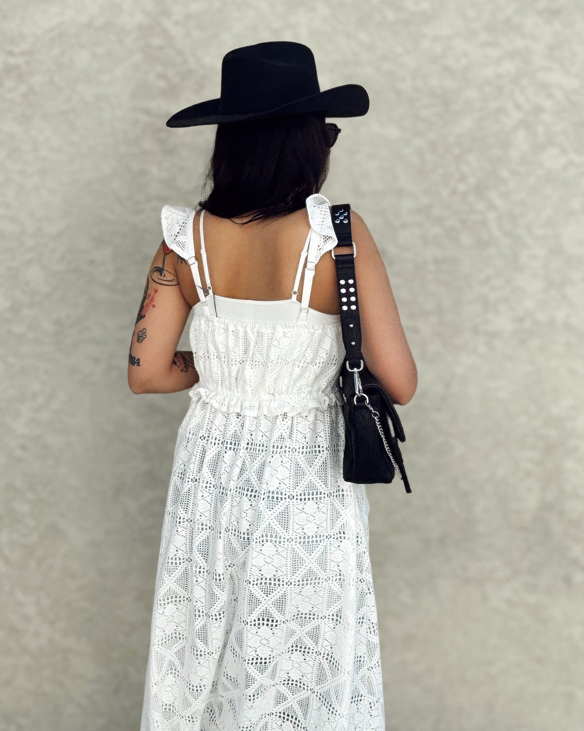 Crochet Lace Ruffle Maxi Top - Burnout
