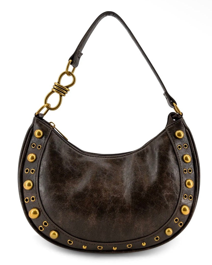 Dune Studded Crescent Bag - Burnout