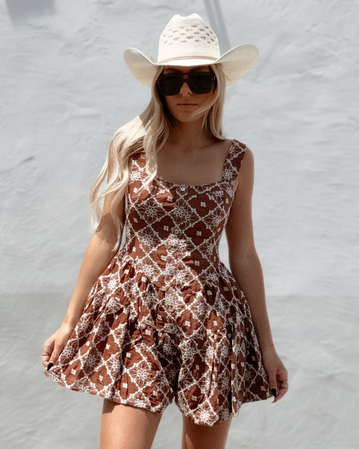 Embroidered Tiered Corset Romper - Burnout