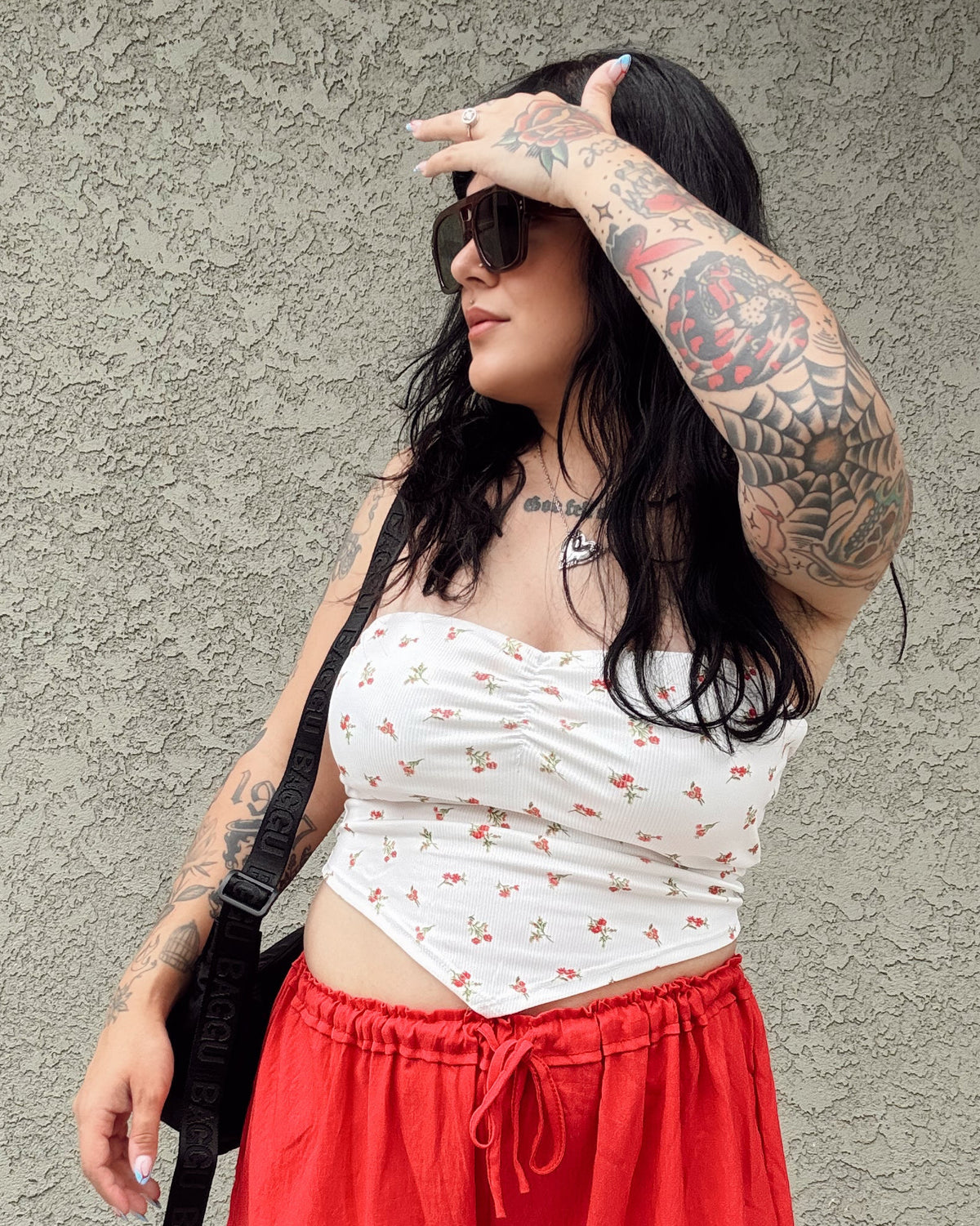 Wildflower Bandeau Top - White - Burnout