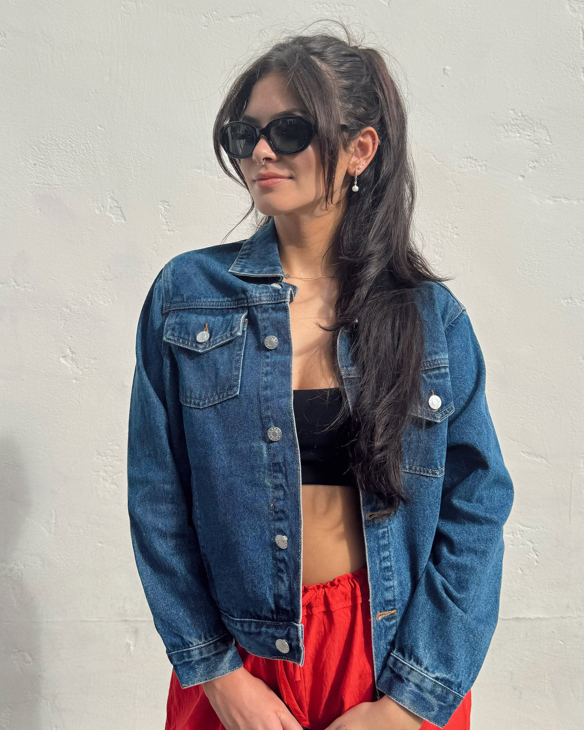 Miss America Patched Denim Jacket - Burnout
