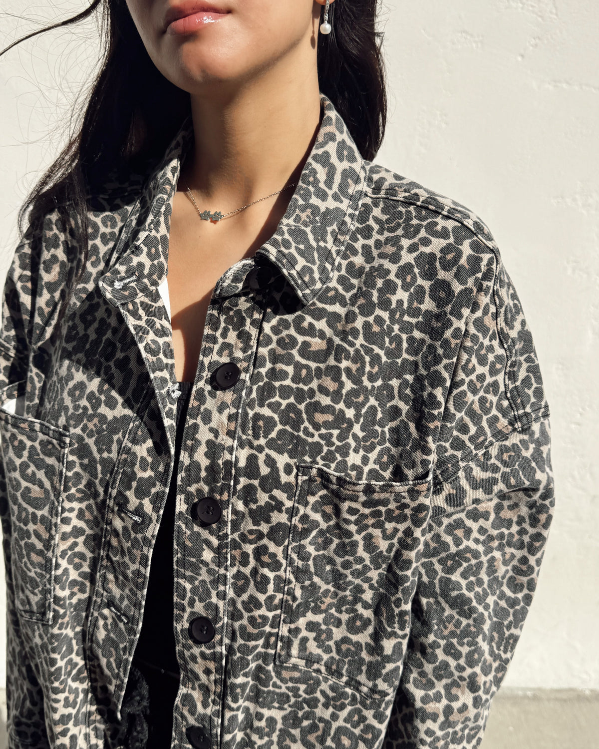 Leopard Denim Shacket - Burnout