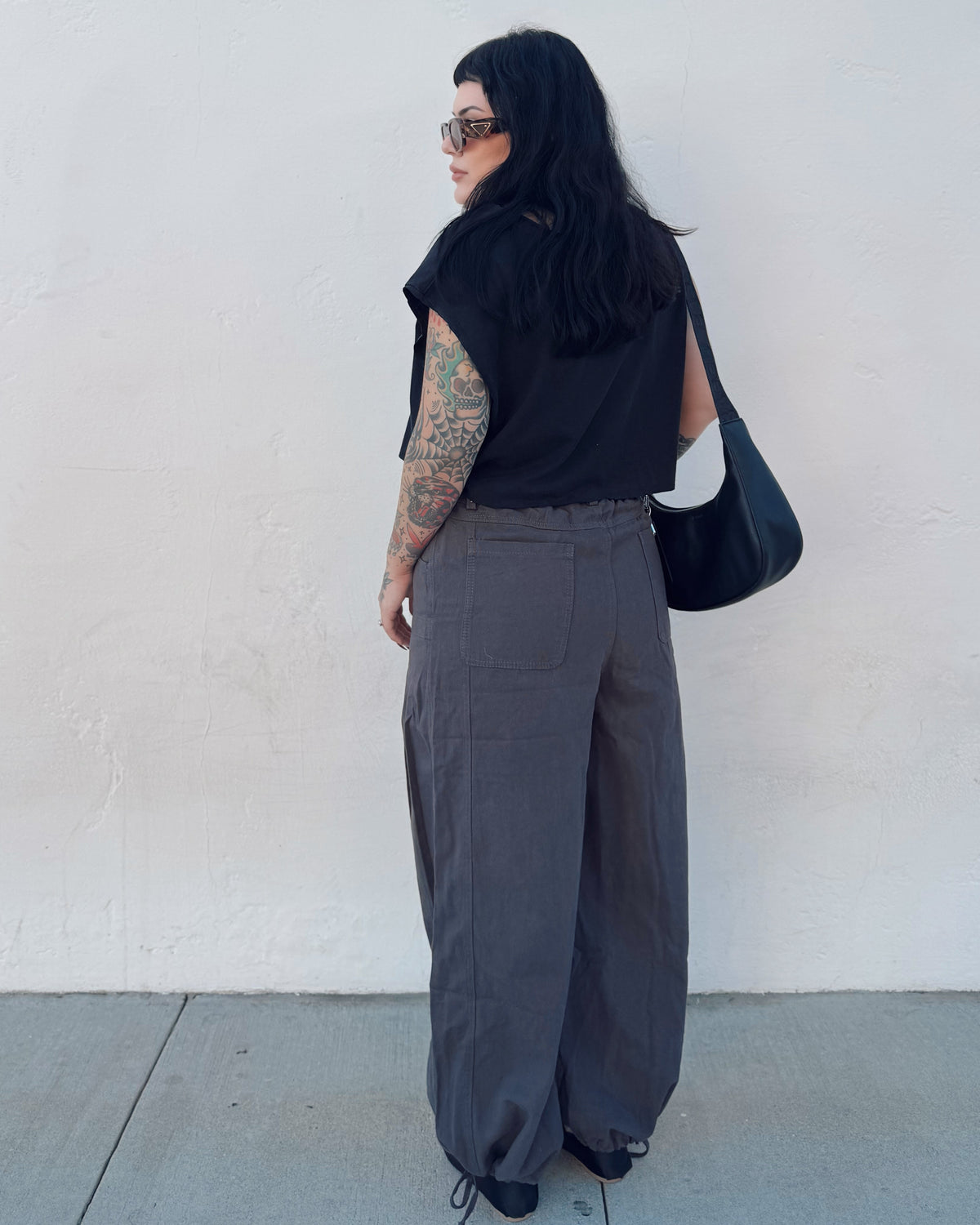 Wide Leg Barrel Pants - Burnout
