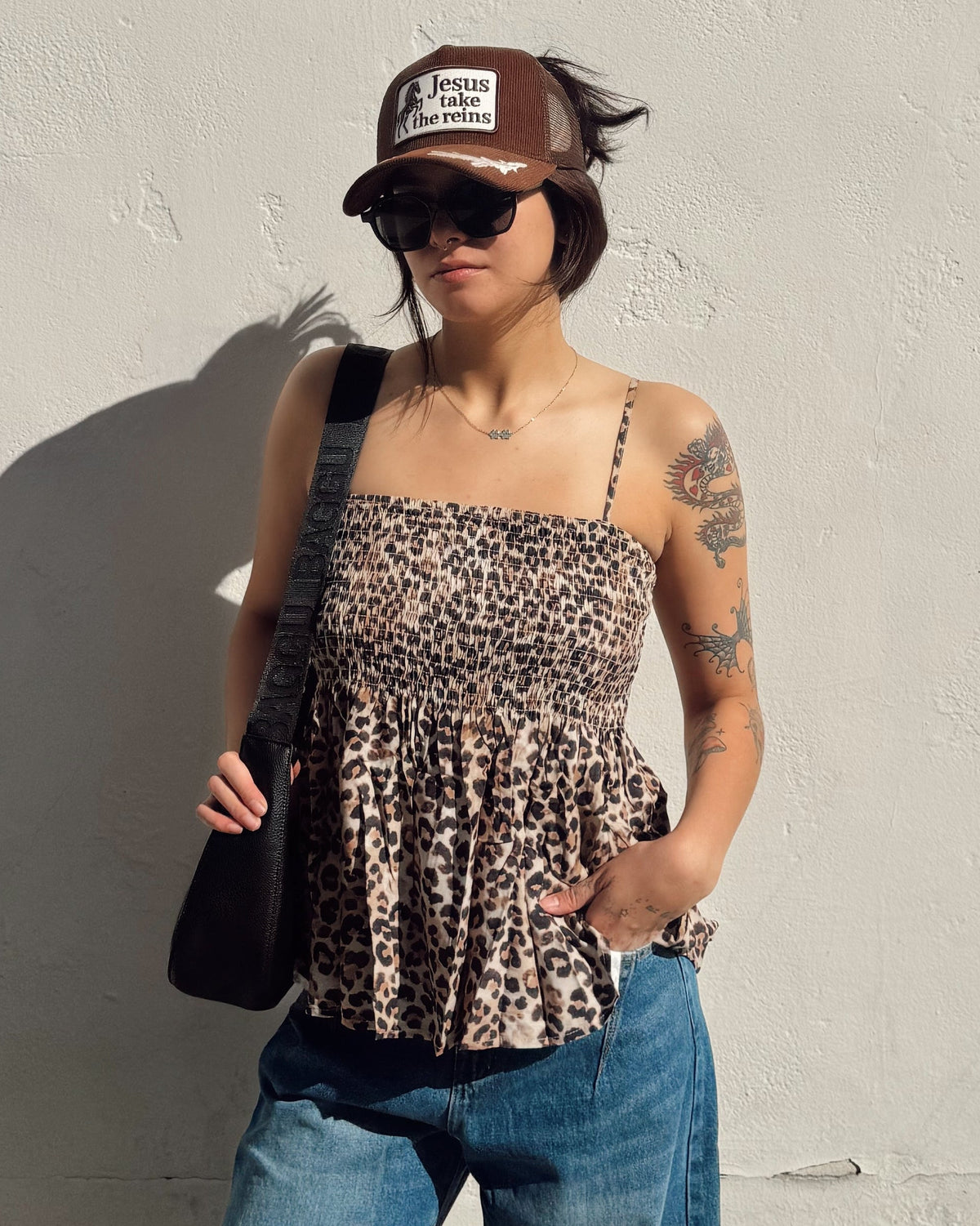 Leopard Babydoll Cami Tank - Burnout