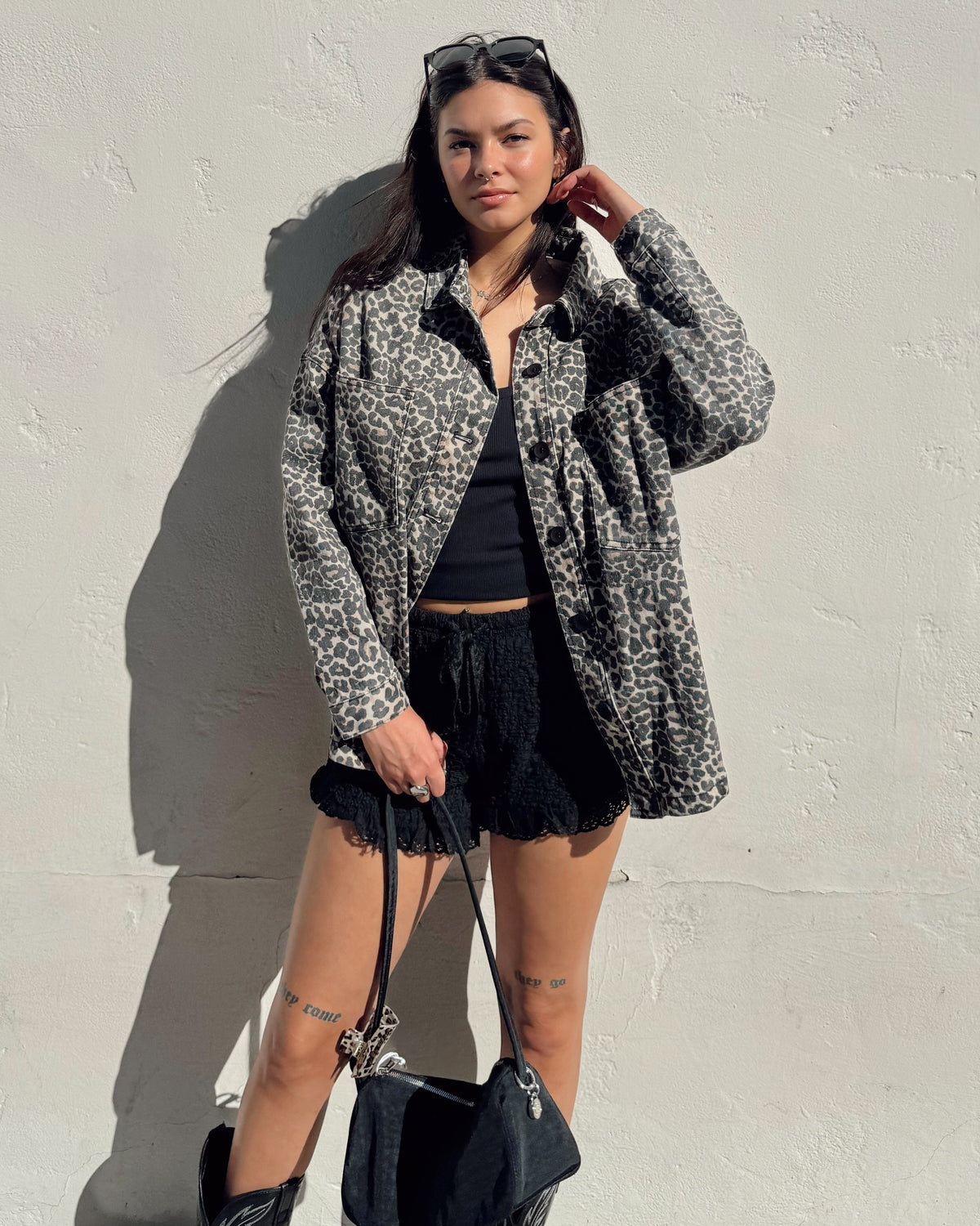 Leopard Denim Shacket - Burnout