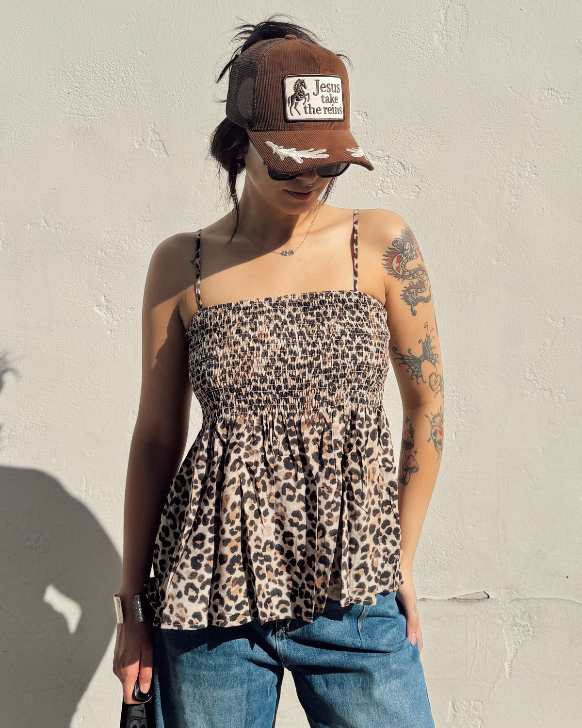 Leopard Babydoll Cami Tank - Burnout