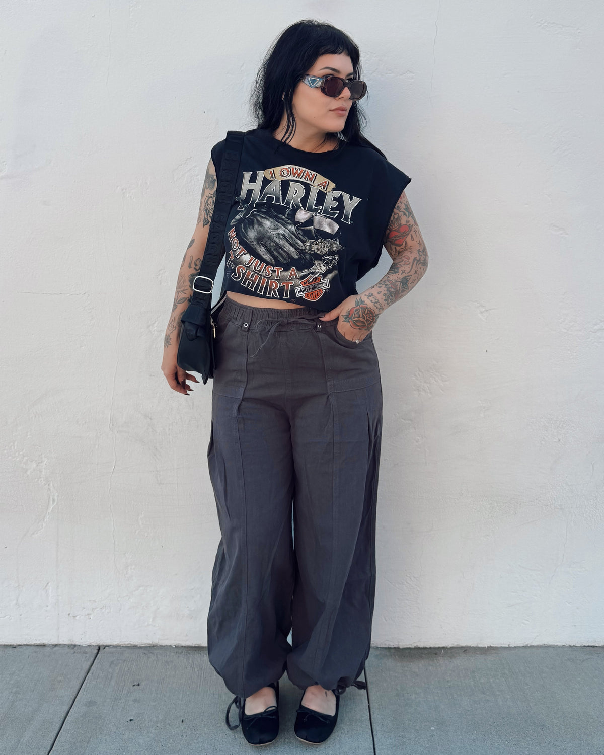 Wide Leg Barrel Pants - Burnout