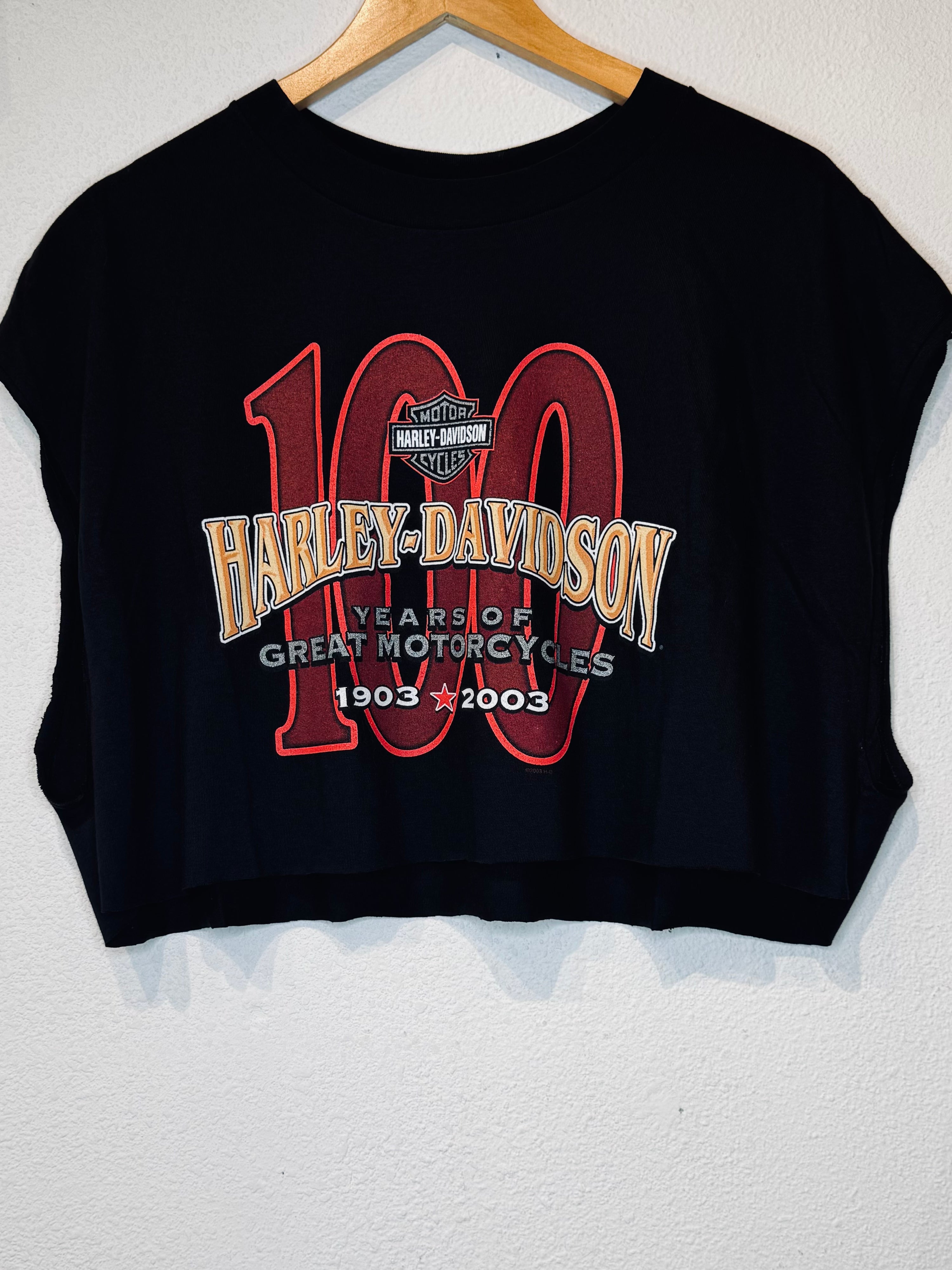 100 Years Harley Vintage Crop Tank - Burnout