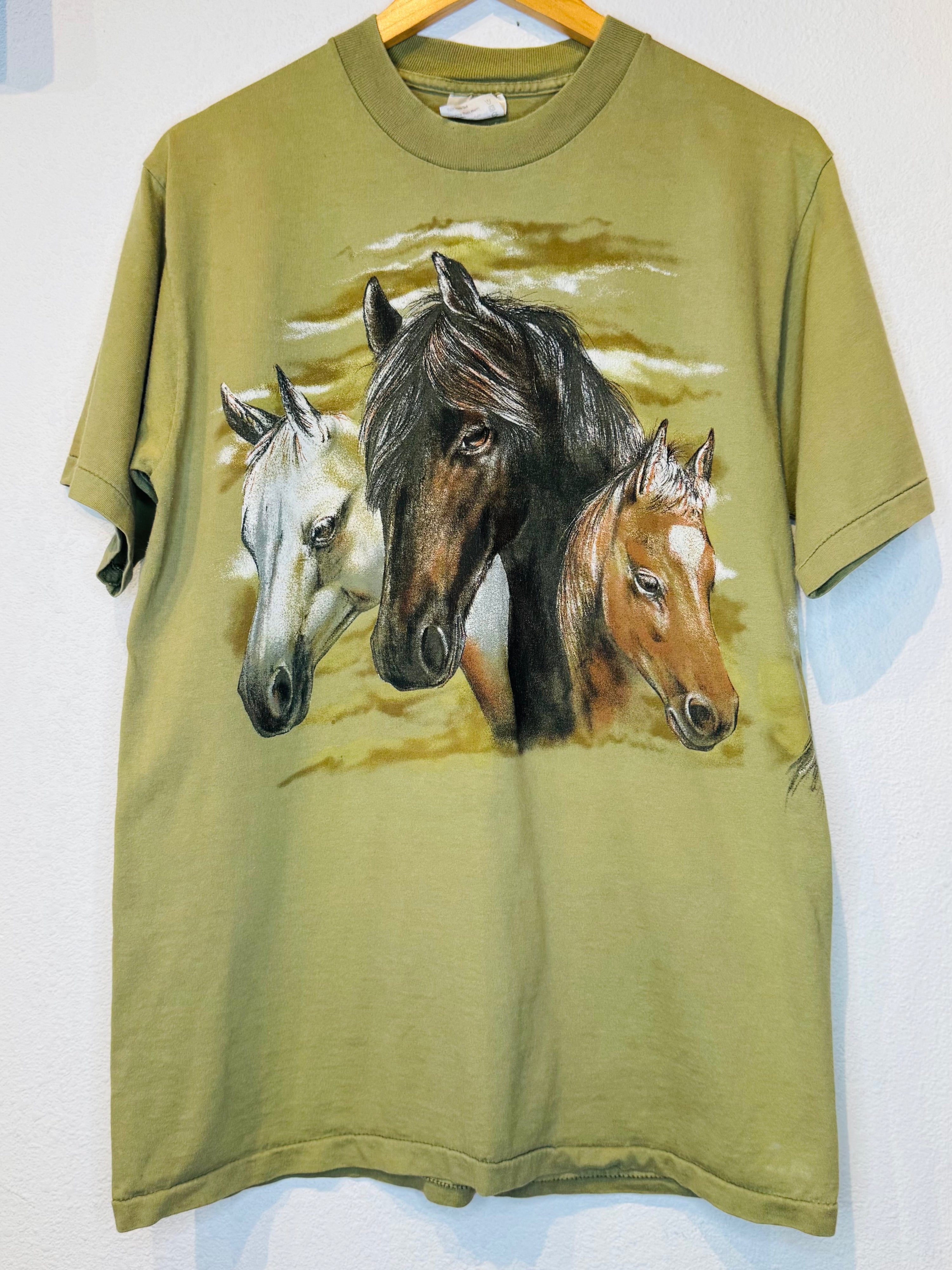 Horses Green Vintage Tee - Burnout