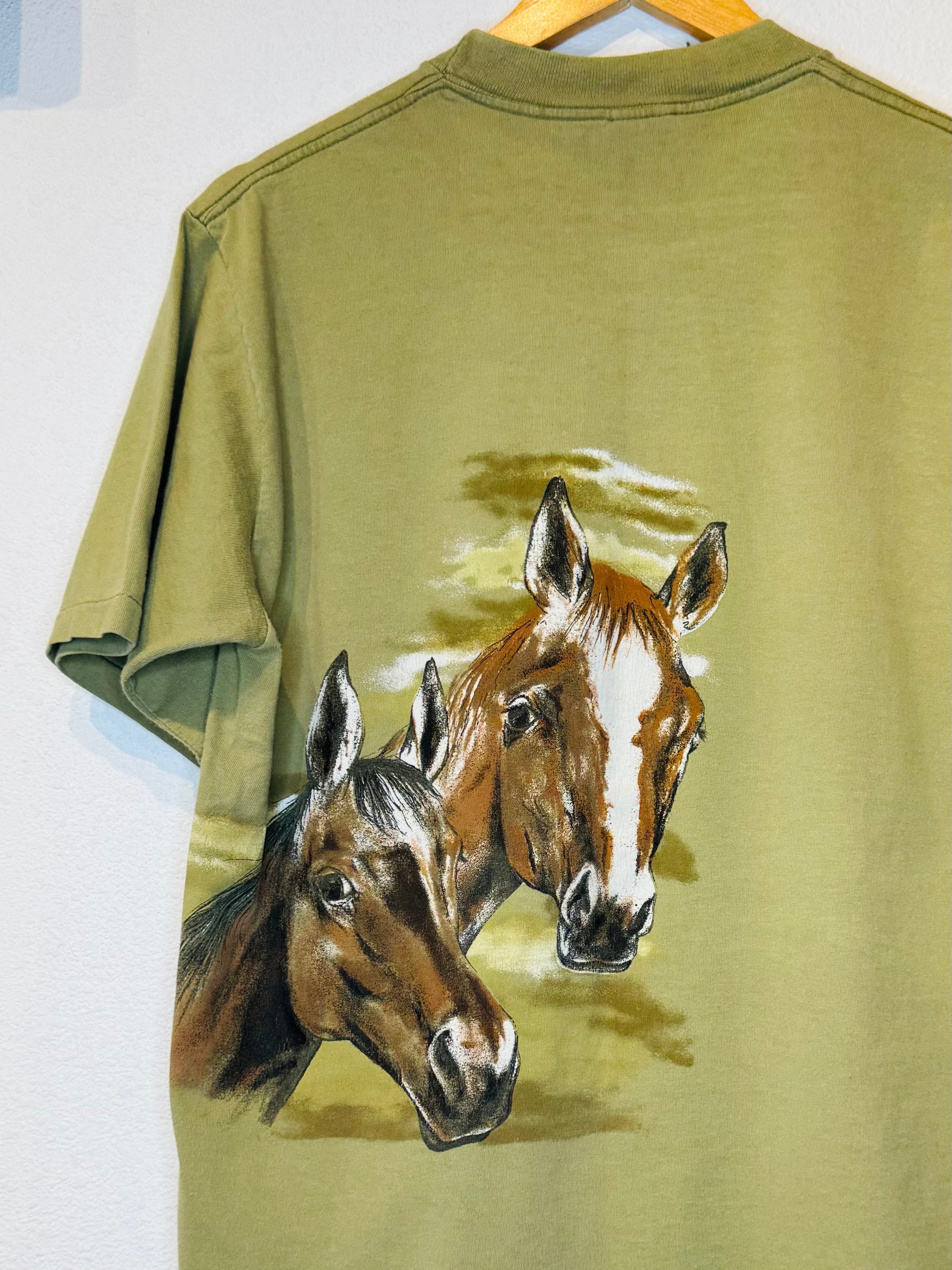 Horses Green Vintage Tee - Burnout
