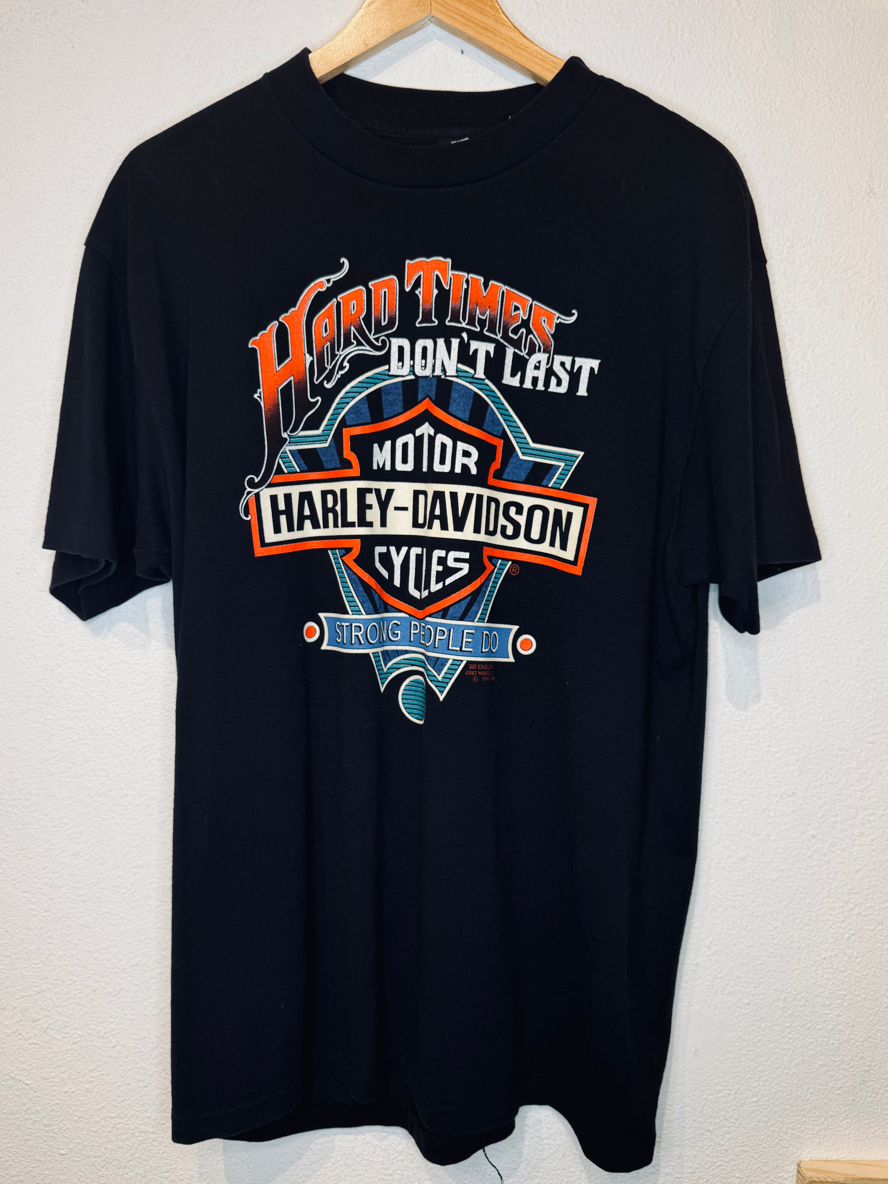Hard Times 3D Emblem '91 Harley Vintage Tee - Burnout