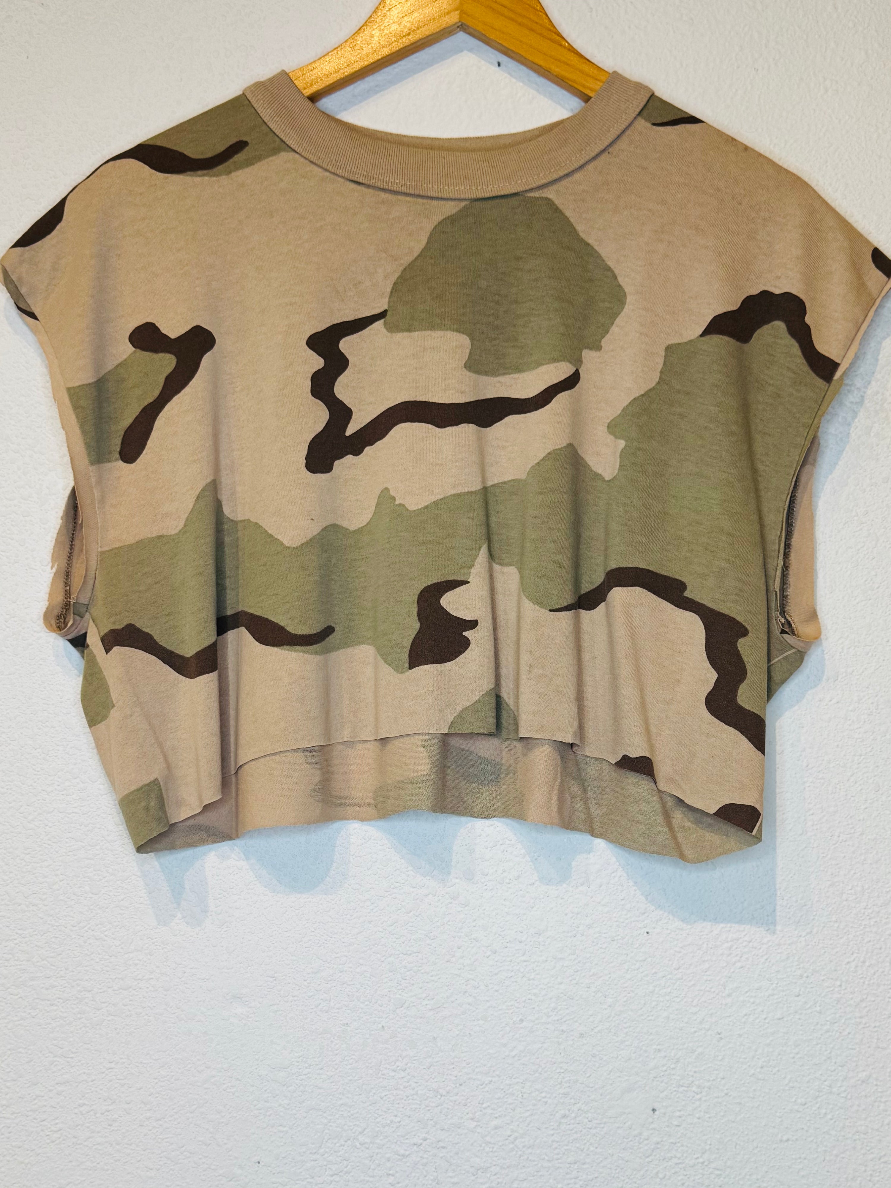 Desert Camo Vintage Crop Tank - Burnout