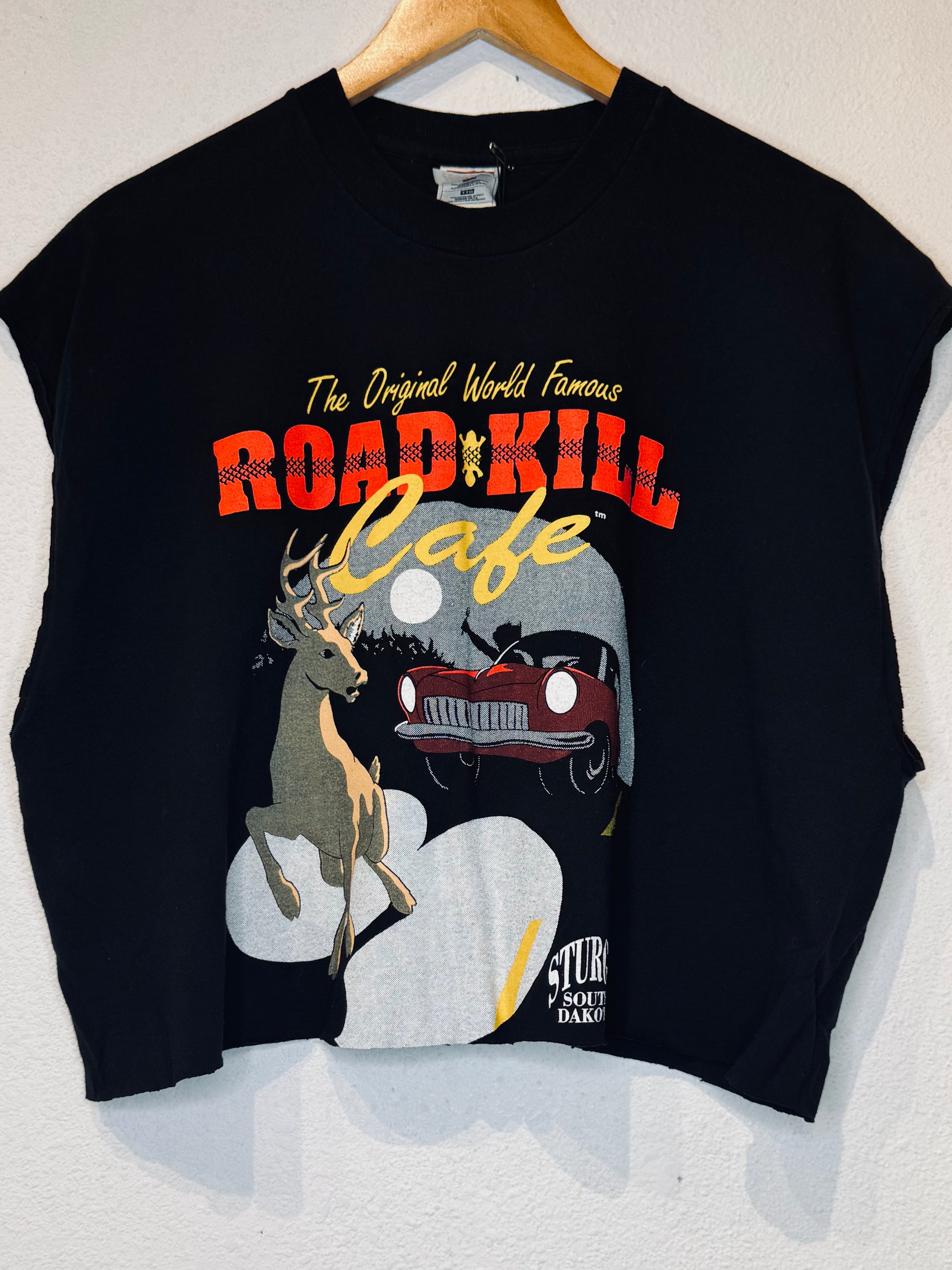 Road Kill Cafe Vintage Crop Tank - Burnout