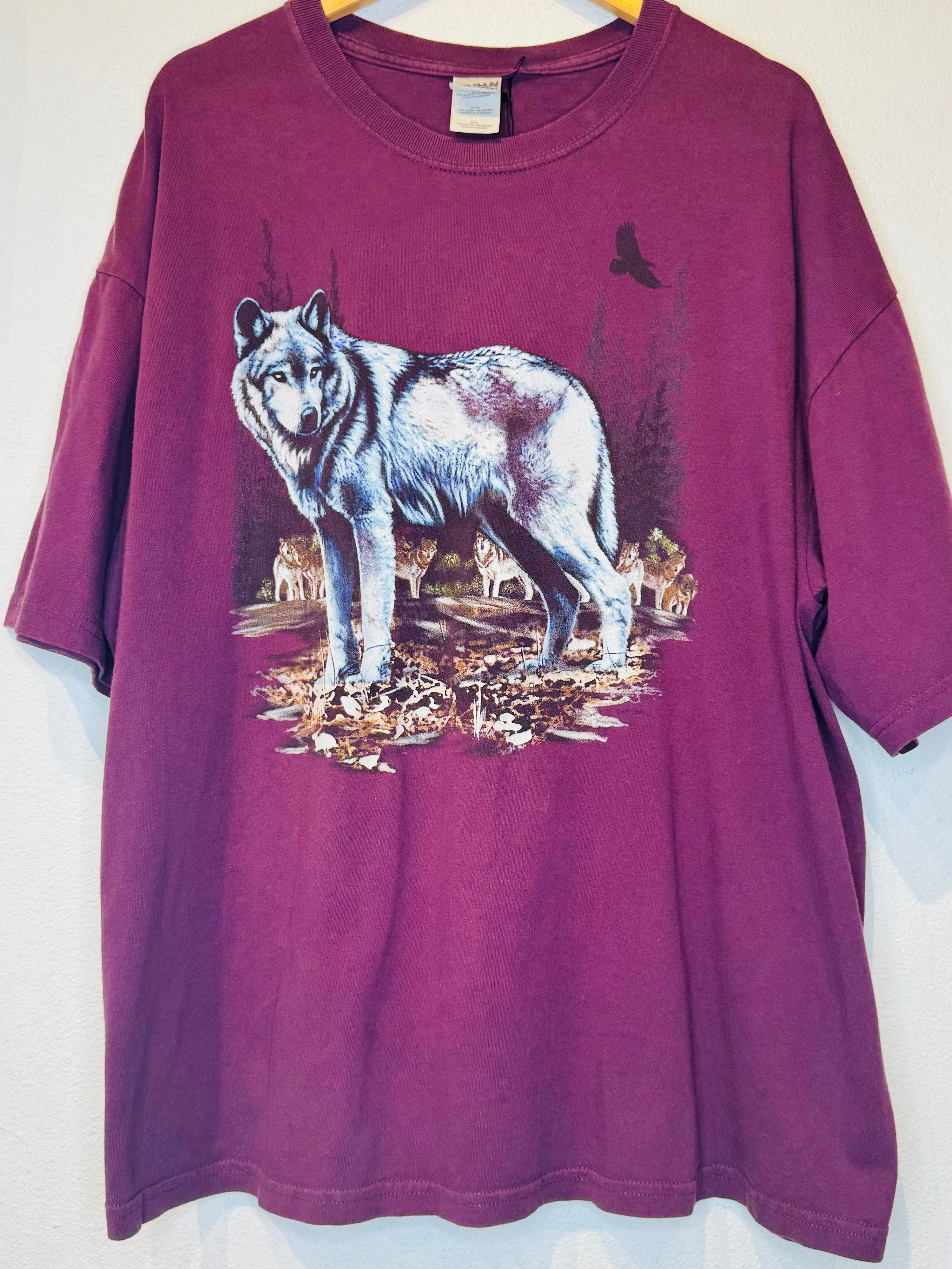 Wolf Maroon Vintage Tee - Burnout