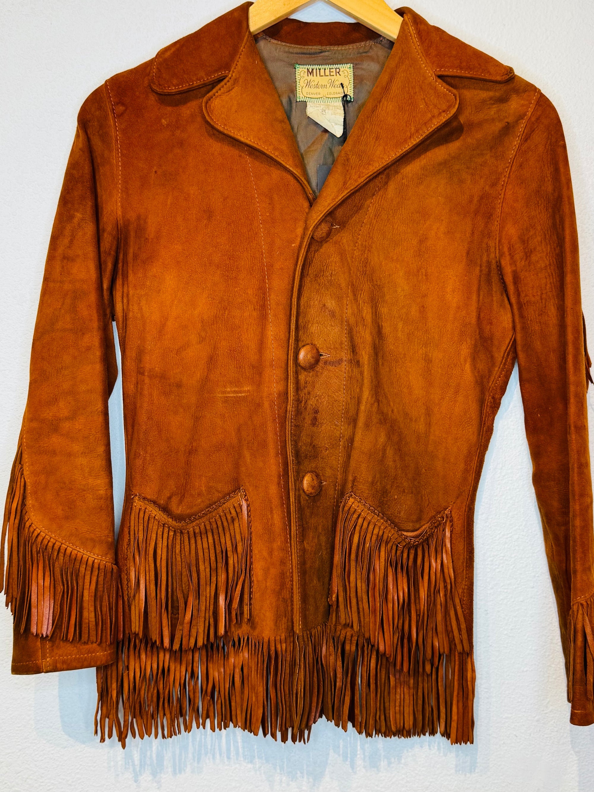 Suede Fringe Vintage Jacket - Burnout