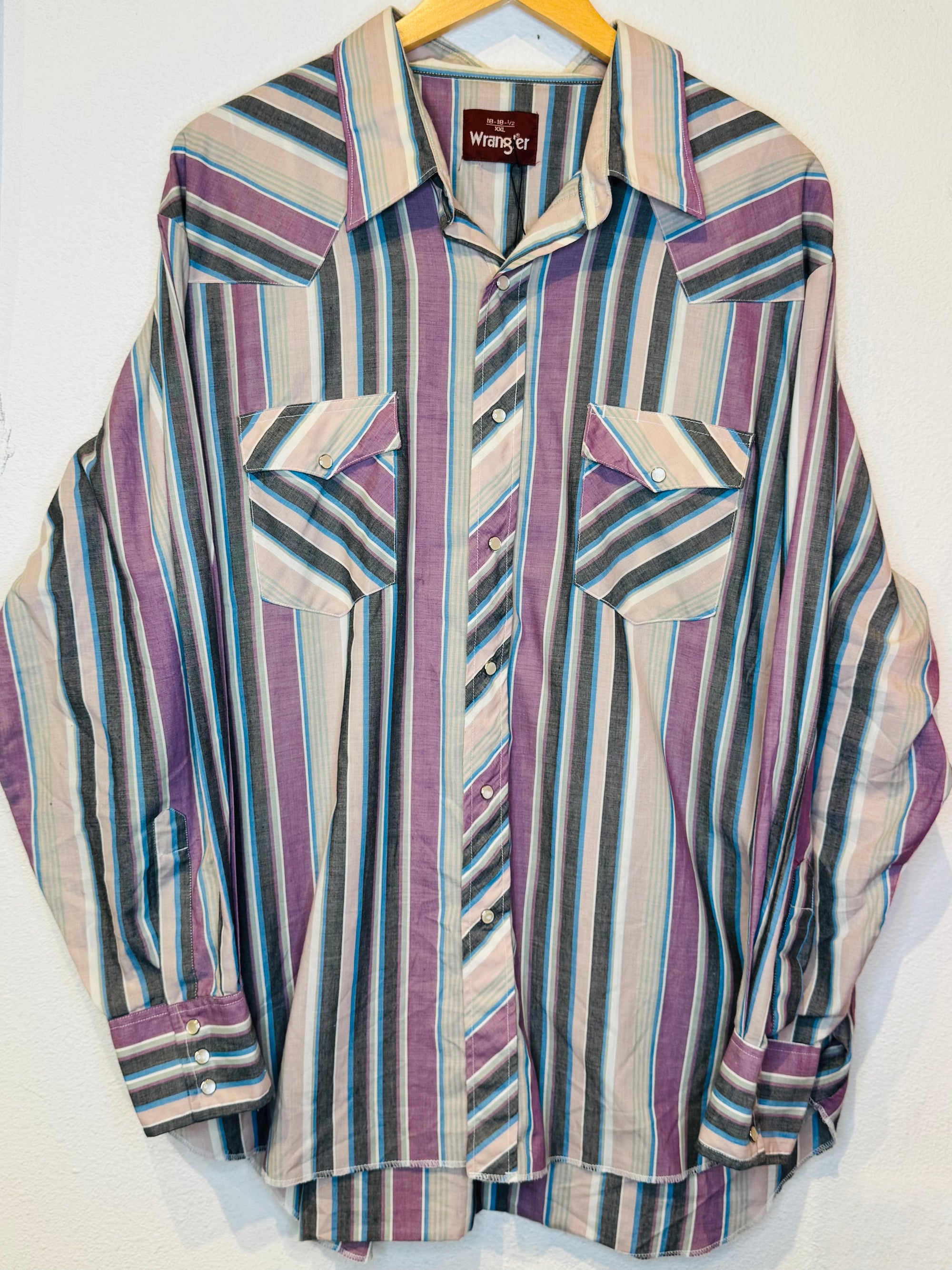 Wrangler Purple Stripe Vintage Pearl Snap - Burnout
