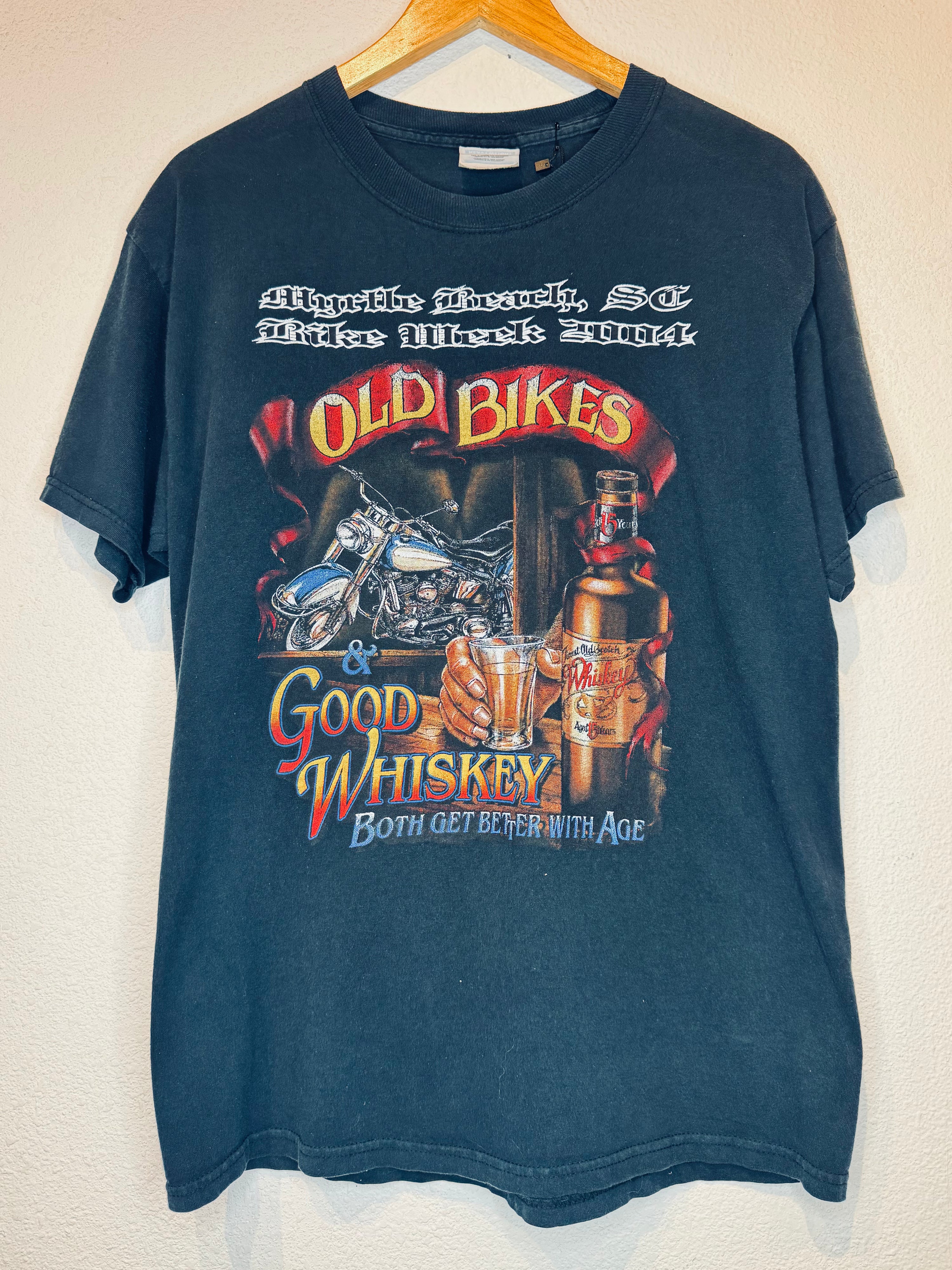 Old Bikes Good Whiskey Vintage Tee - Burnout