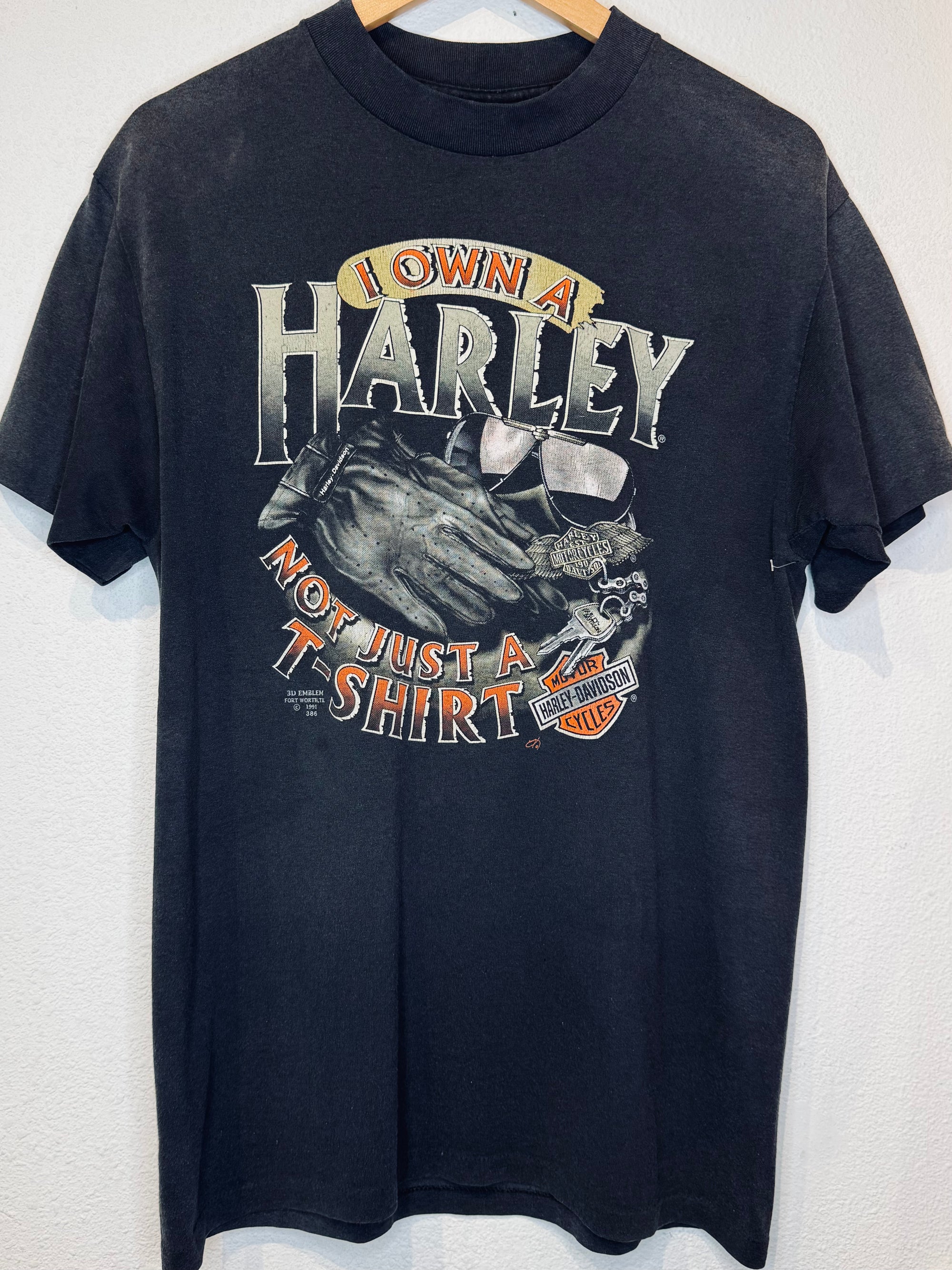 Not Just a T Shirt 3D Emblem '91 Harley Vintage Tee - Burnout