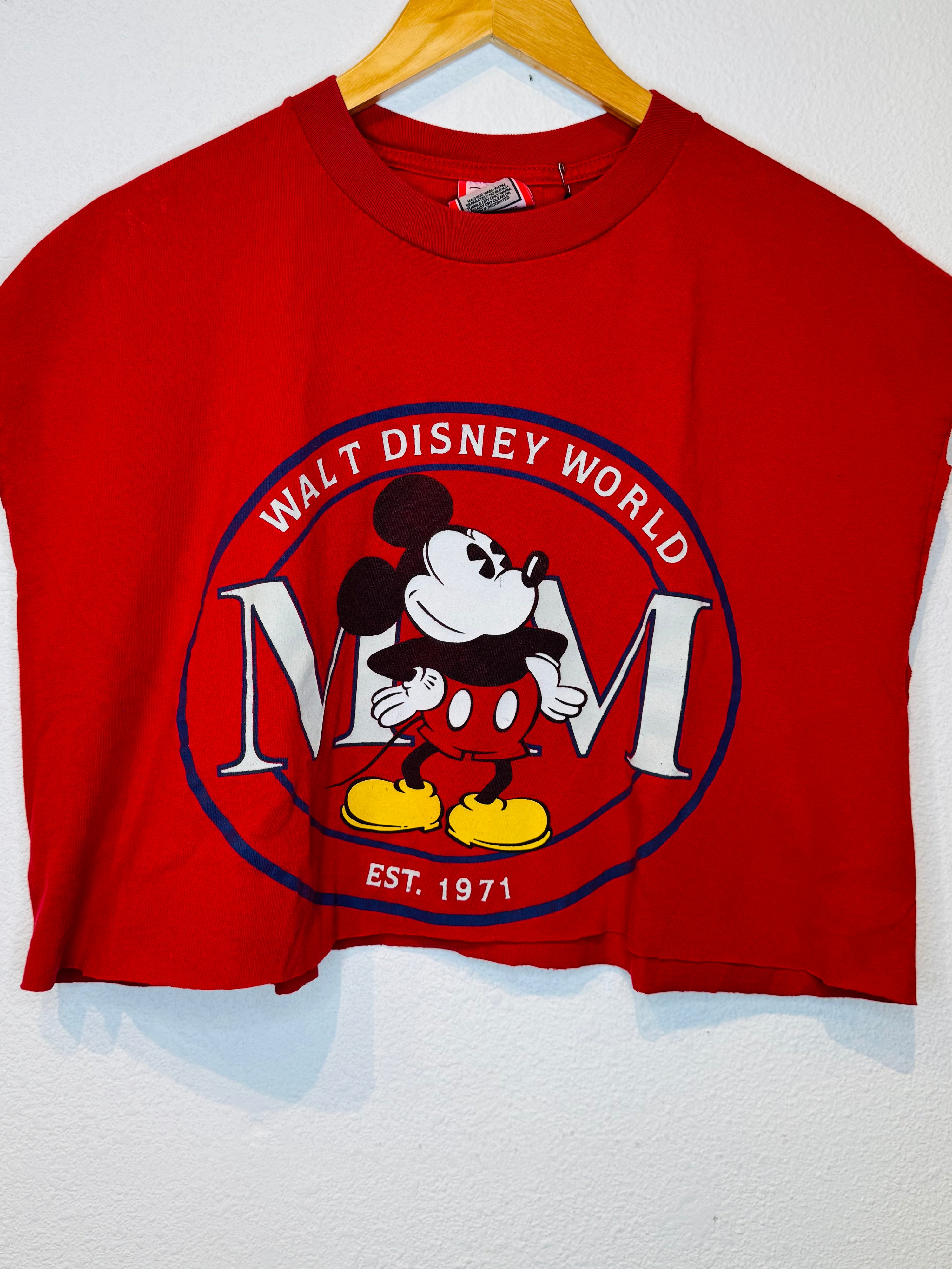 Disney World Mickey Vintage Crop Tank - Burnout