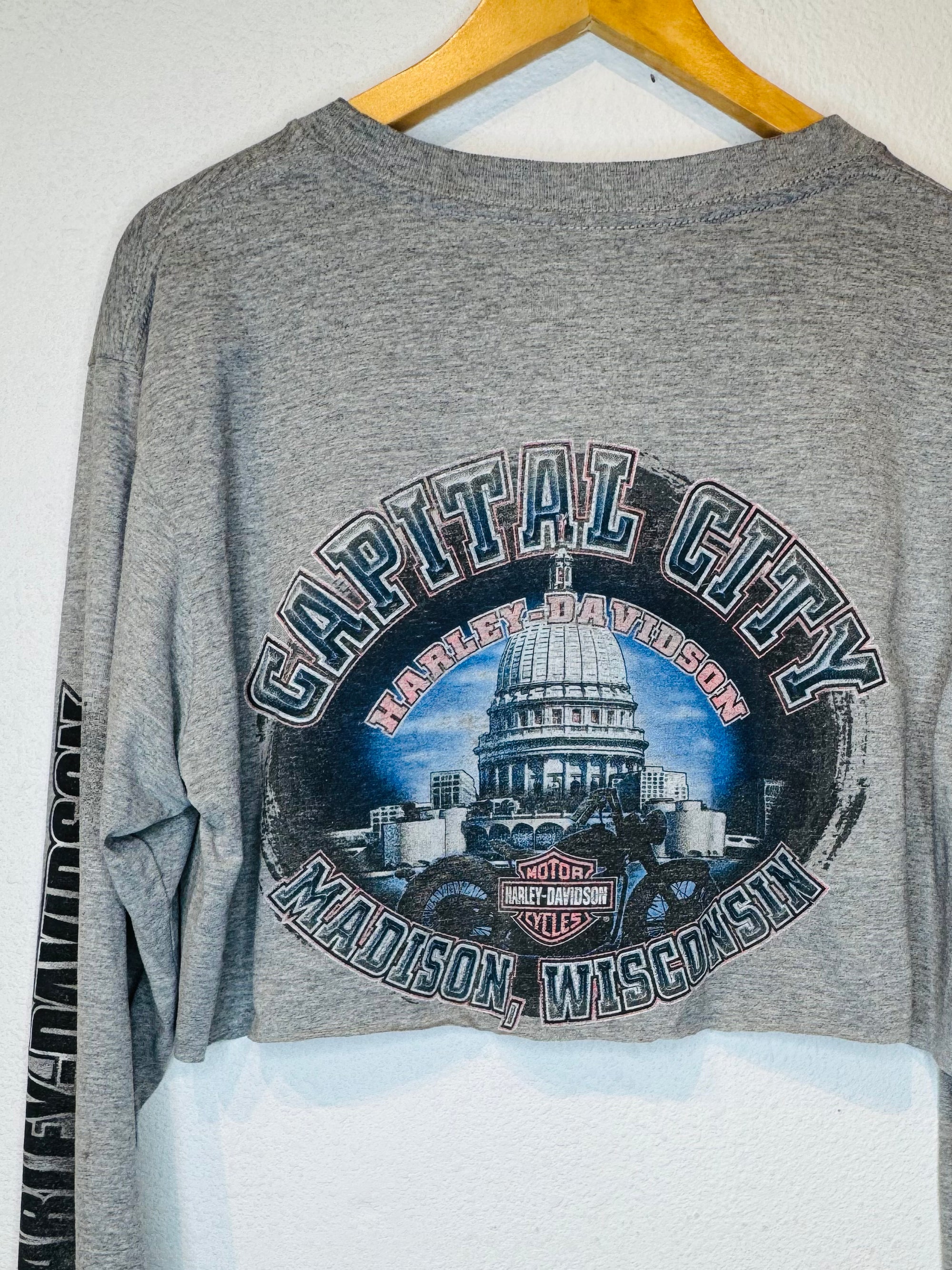 Capital City Harley Vintage Crop Long Sleeve - Burnout