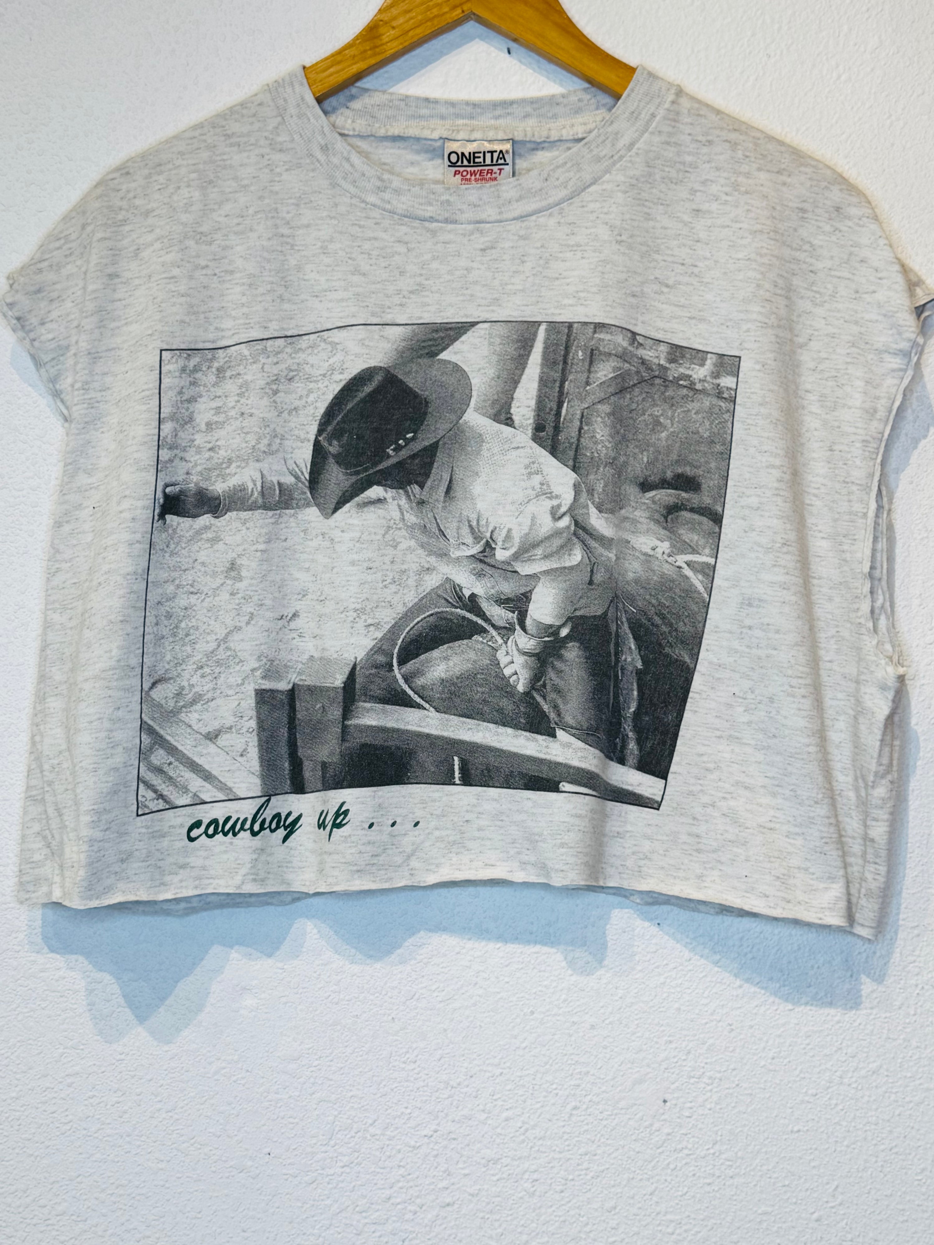 Cowboy Up Vintage Crop Tank - Burnout