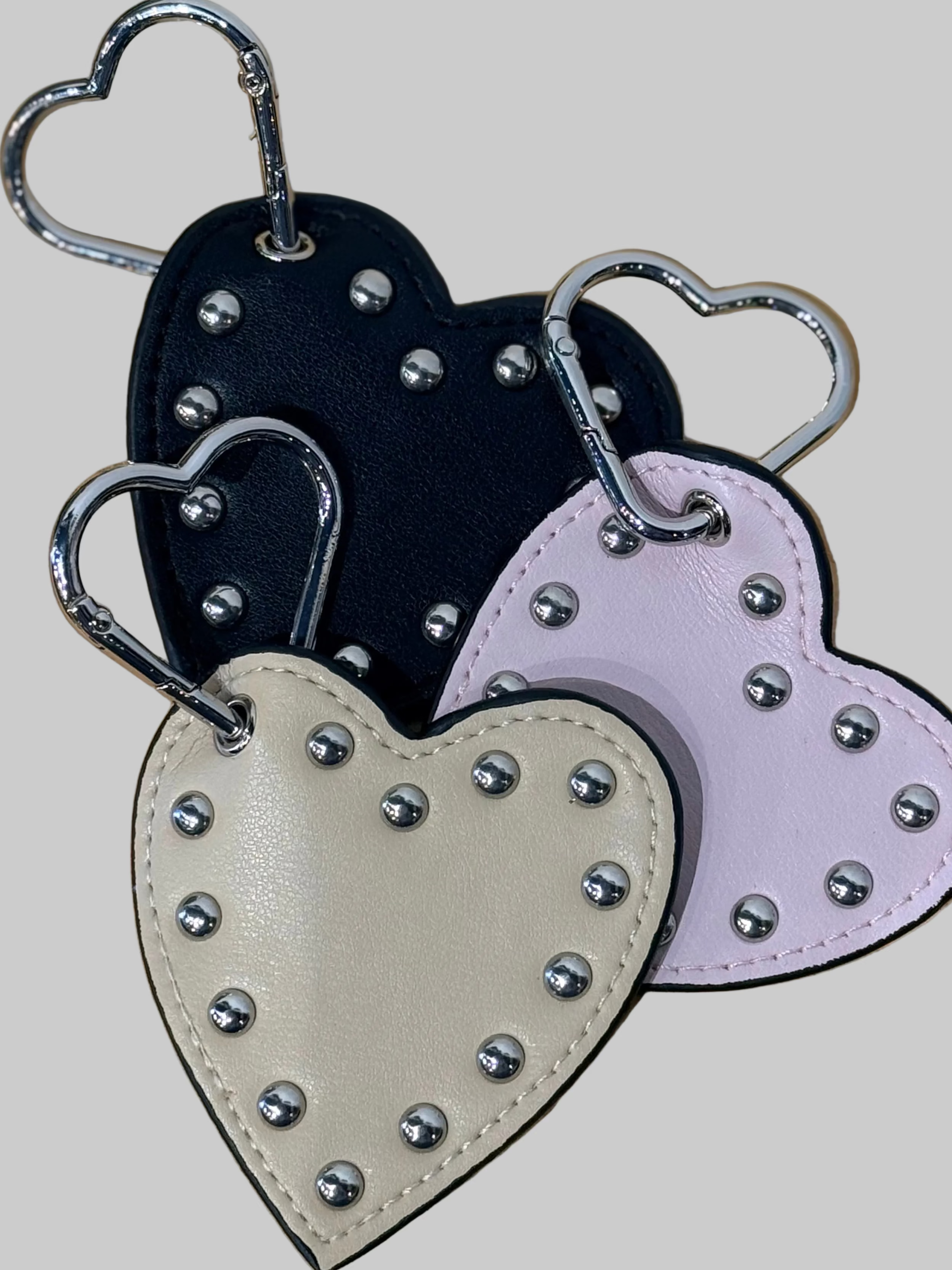 Studded Leather Heart Keychain - Burnout