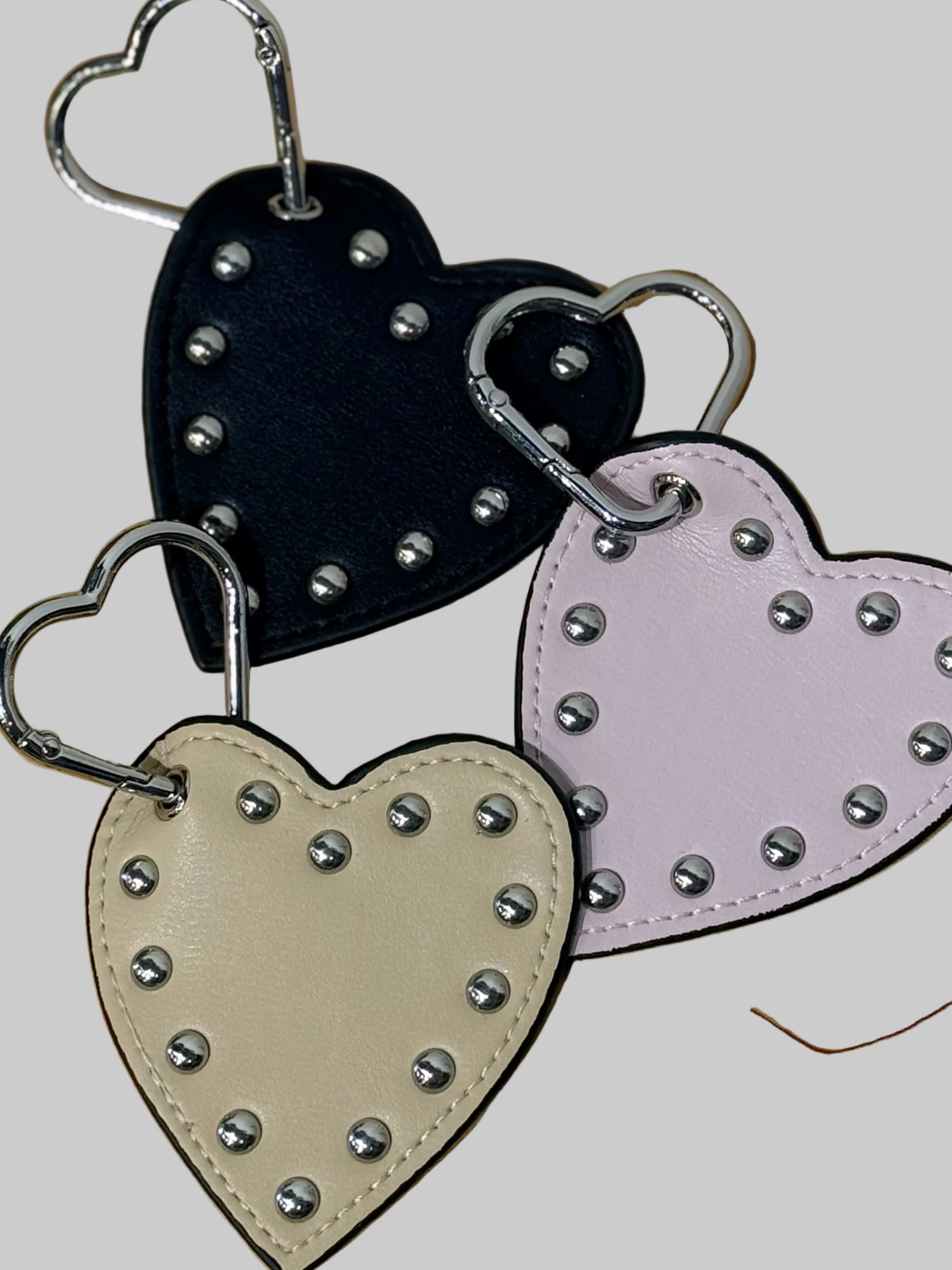 Studded Leather Heart Keychain - Burnout