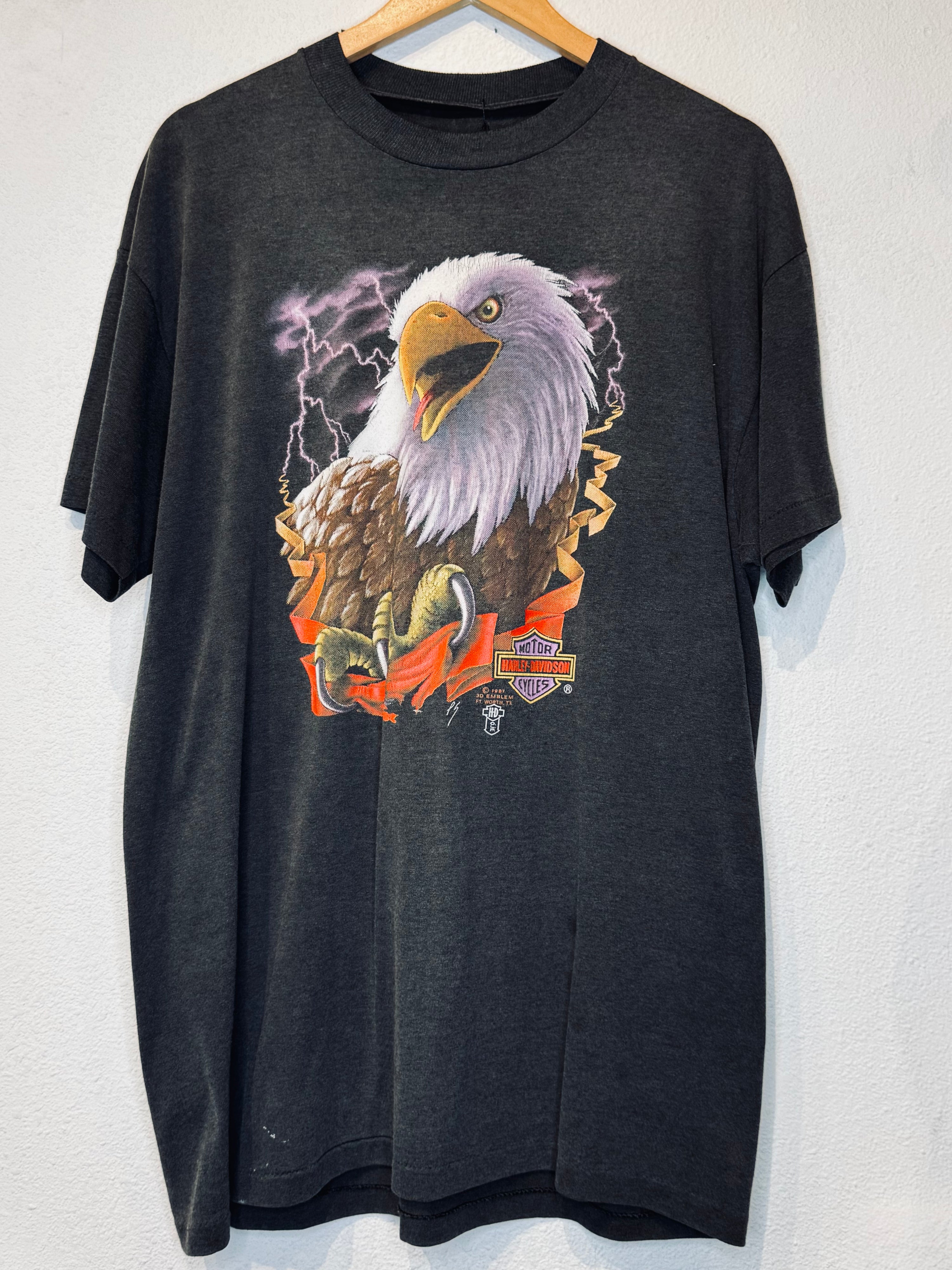 3D Emblem '87 Eagle Harley Vintage Tee - Burnout