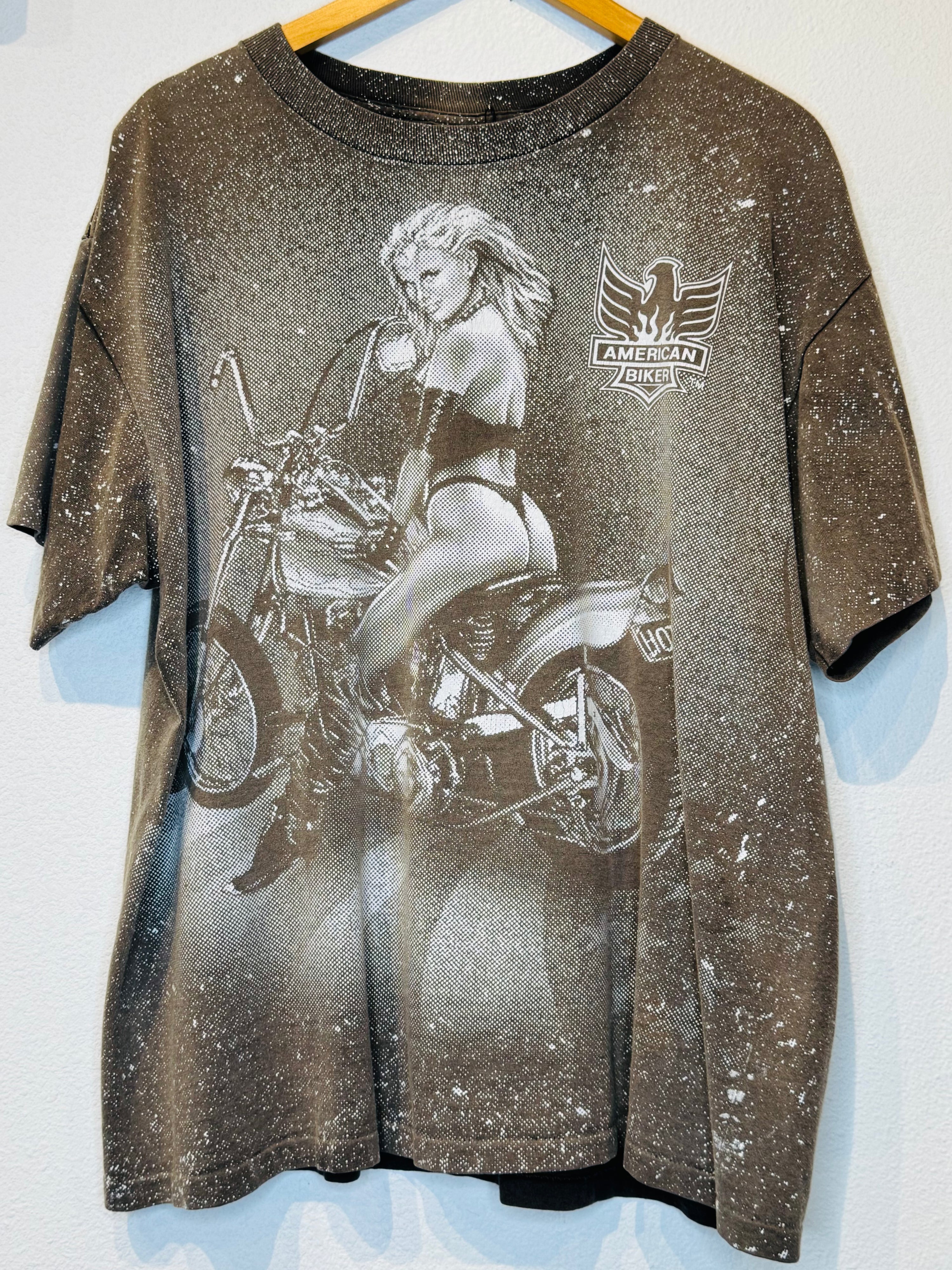 American Biker All Over Print Vintage Tee - Burnout