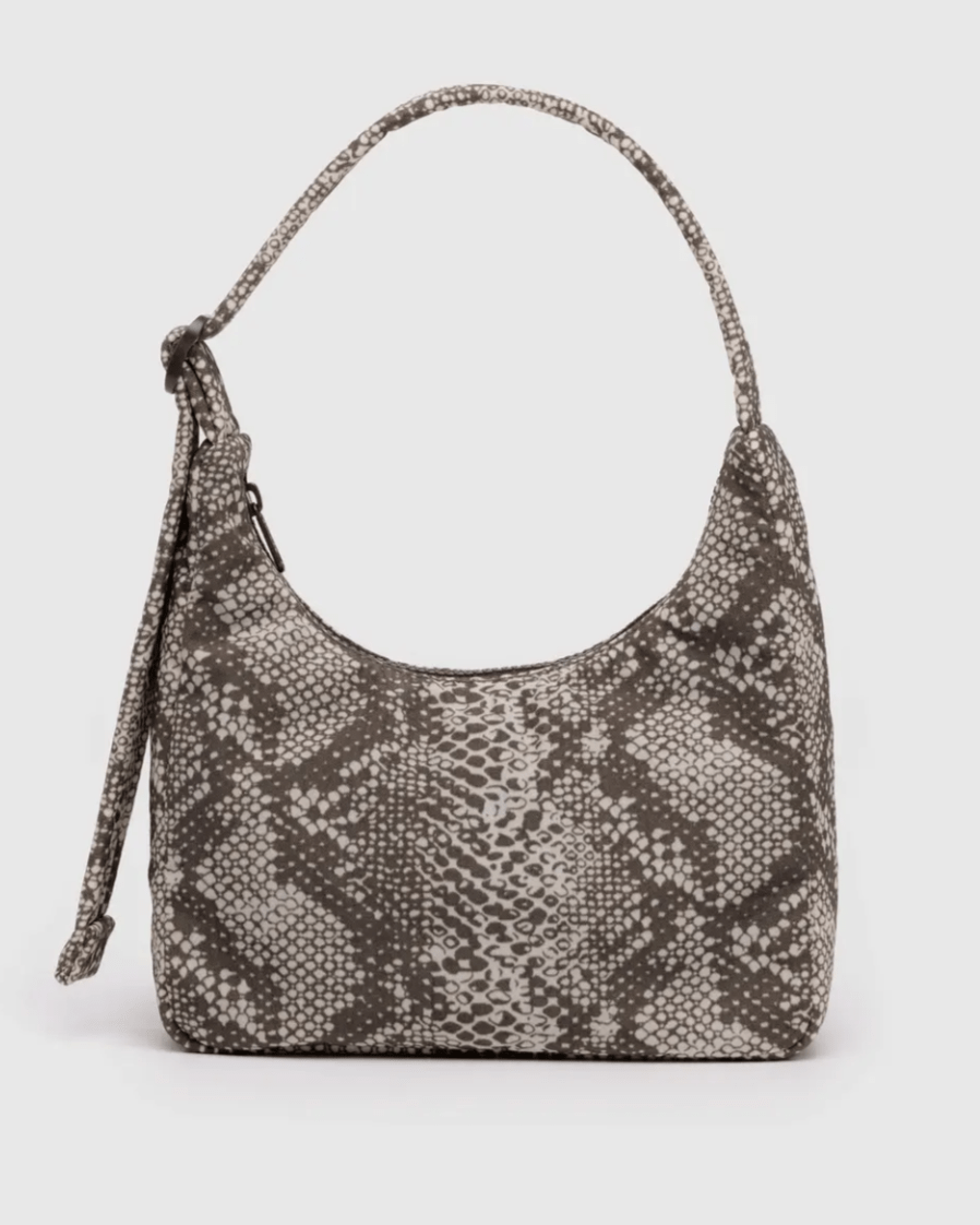 Mini Nylon Shoulder Bag - Snakeskin - Burnout