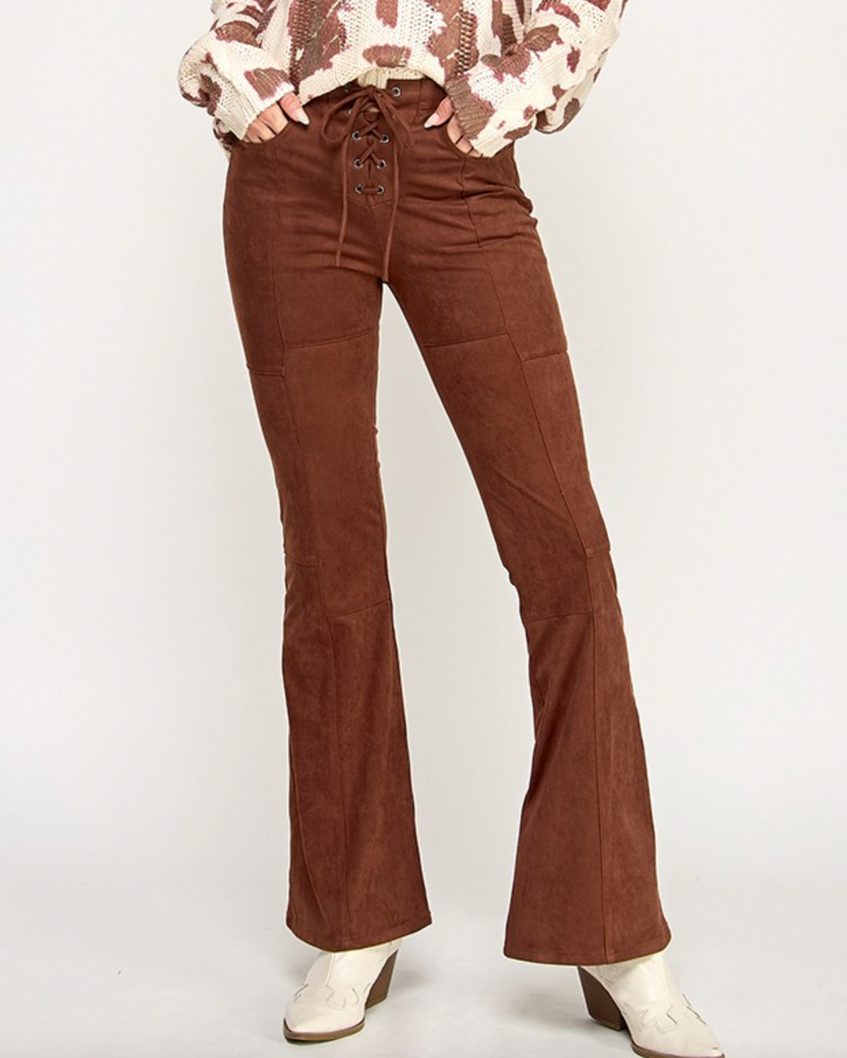 Lace Up Flare - Tan
