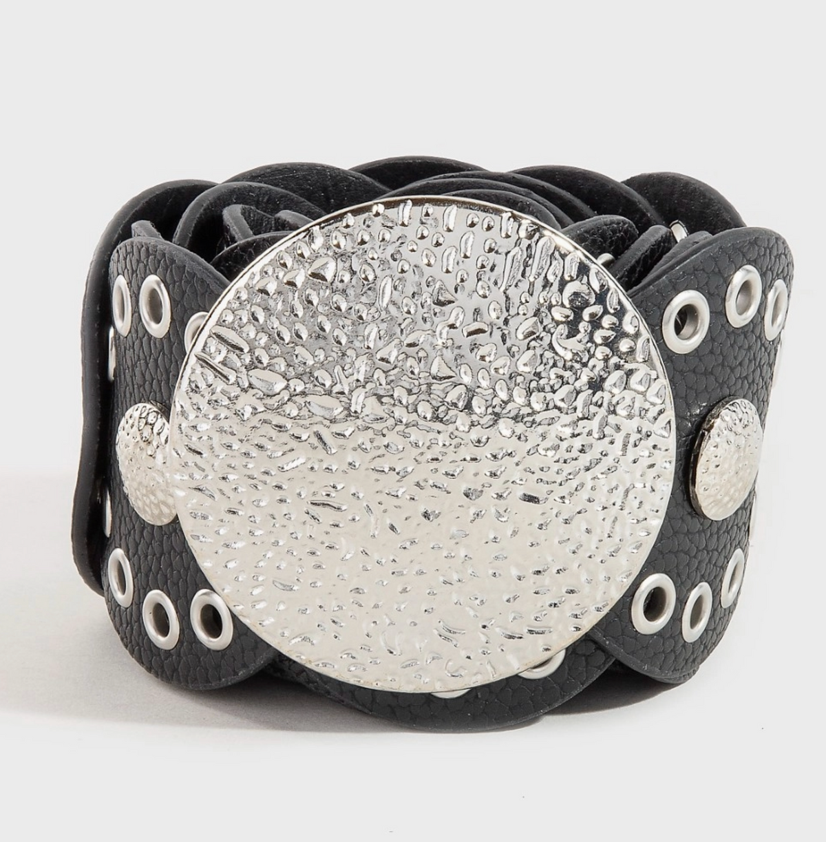 Studded Leather Disc Linked Belt - Burnout